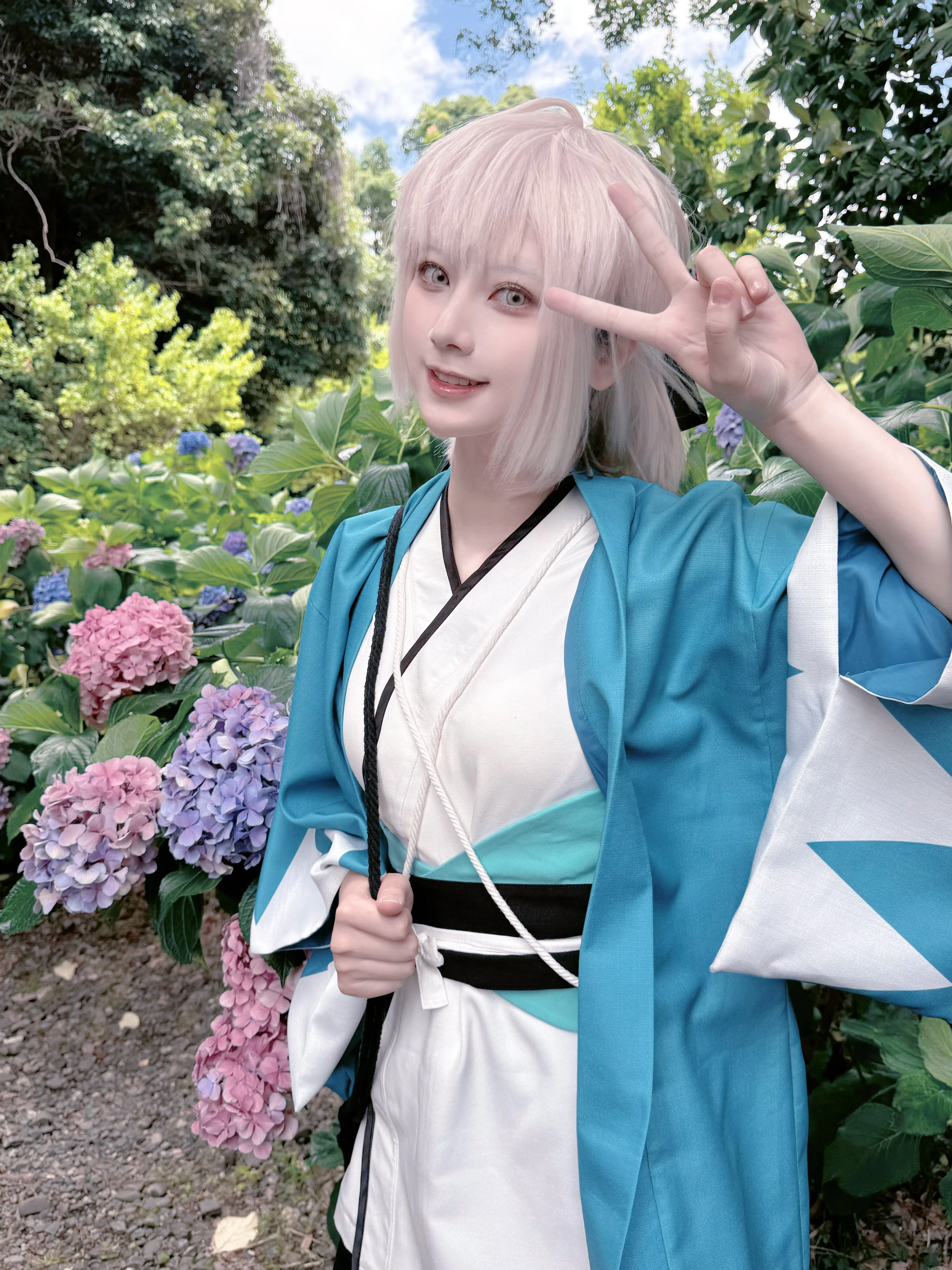 【冲田总司cos】京都绣球花季的修行感与夏日光影 - 第 1 张