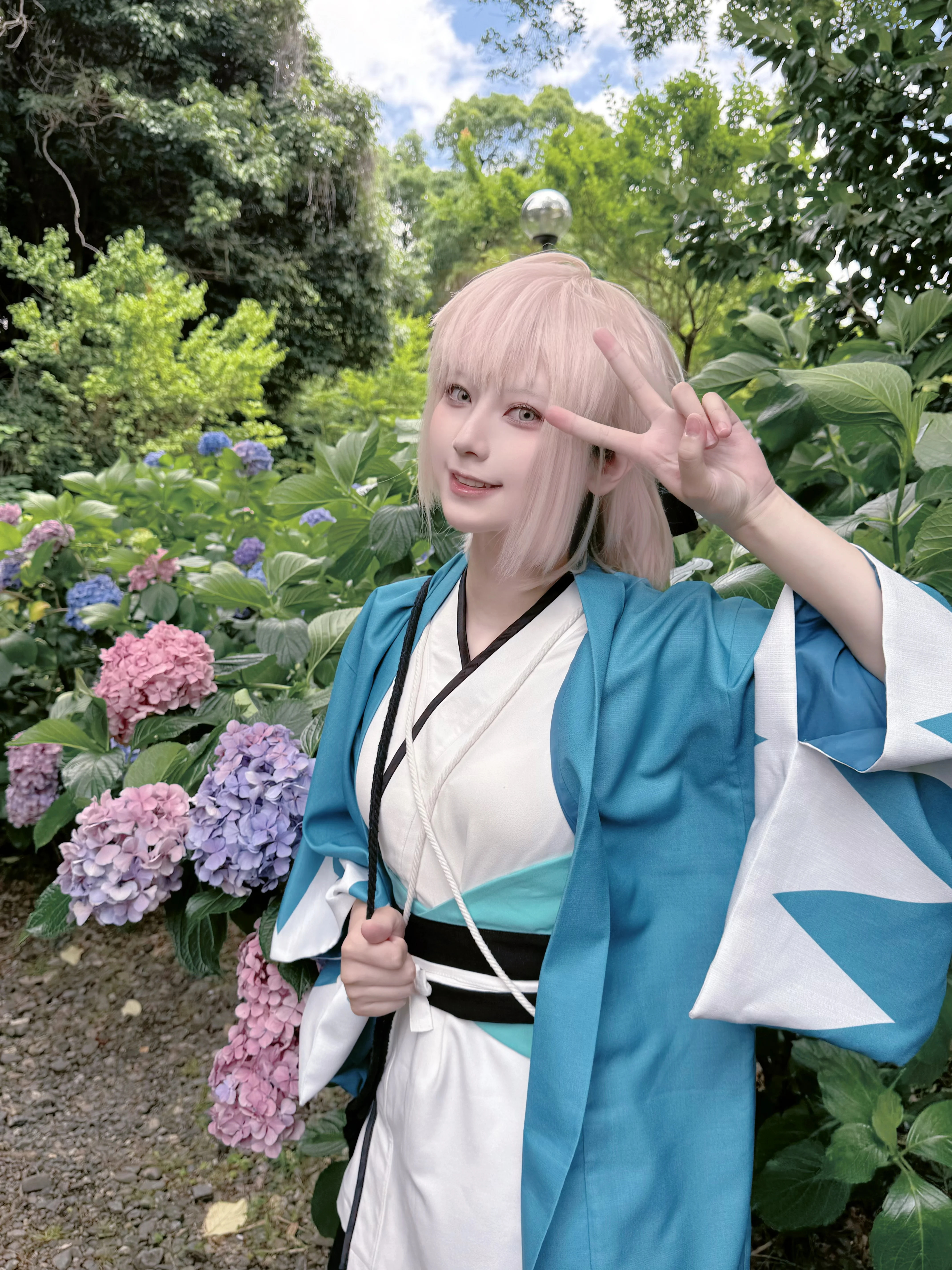 【冲田总司cos】京都绣球花季的修行感与夏日光影 - 第 2 张