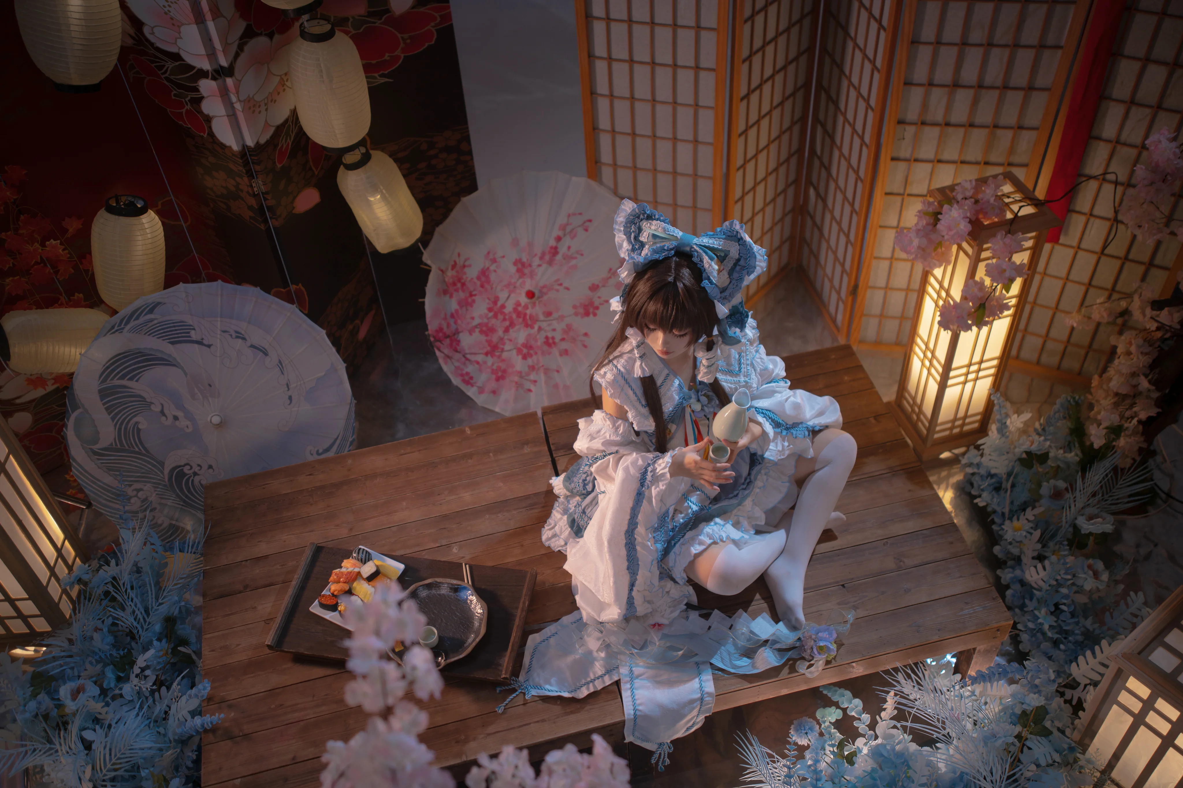 【青灵梦cos】微醺巫女的静谧时刻，在樱花下小酌清酒 - 第6张