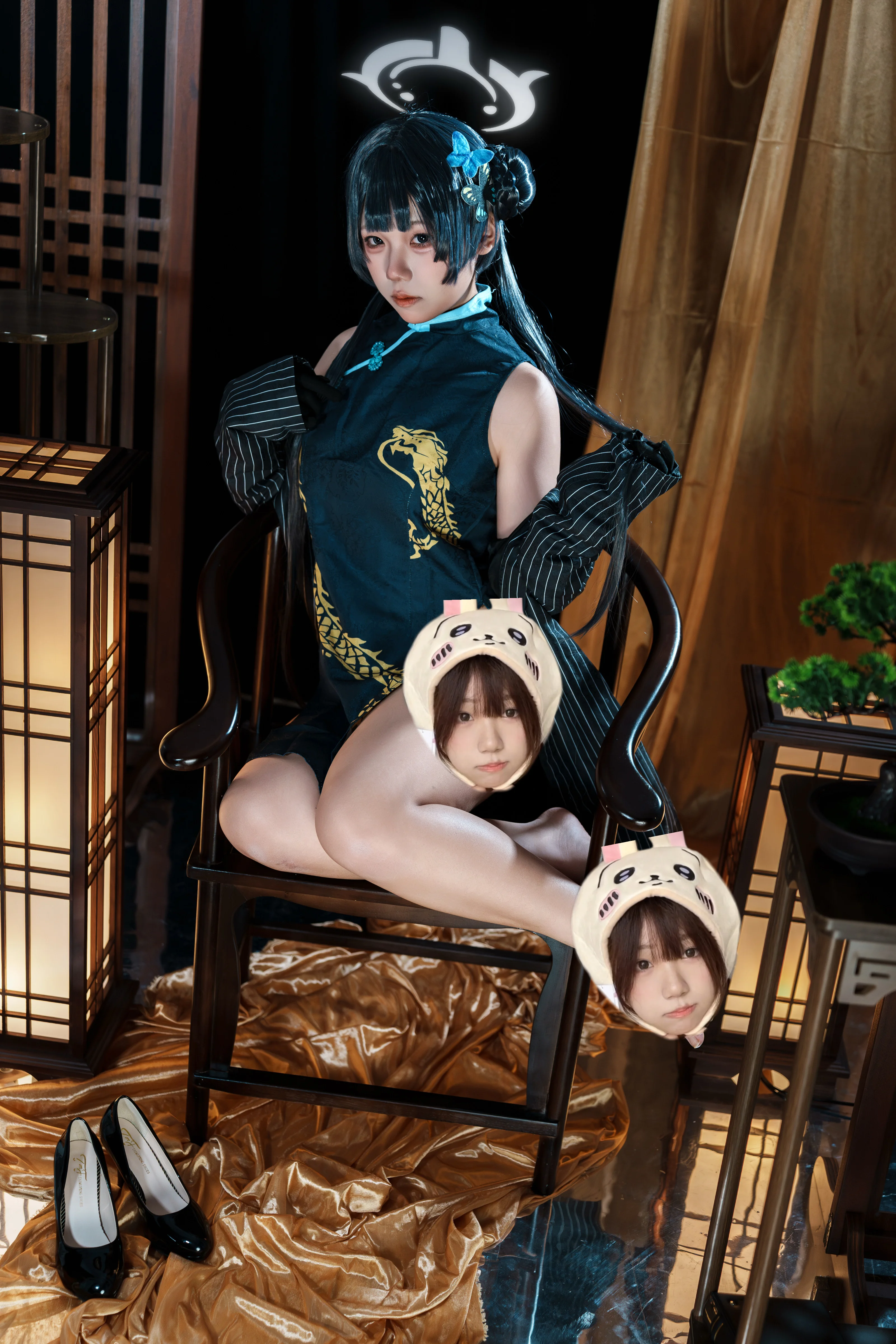 【妃咲cos】深青旗袍与趣味恶搞元素交织的蔚蓝档案拍摄记录 - 第 2 张