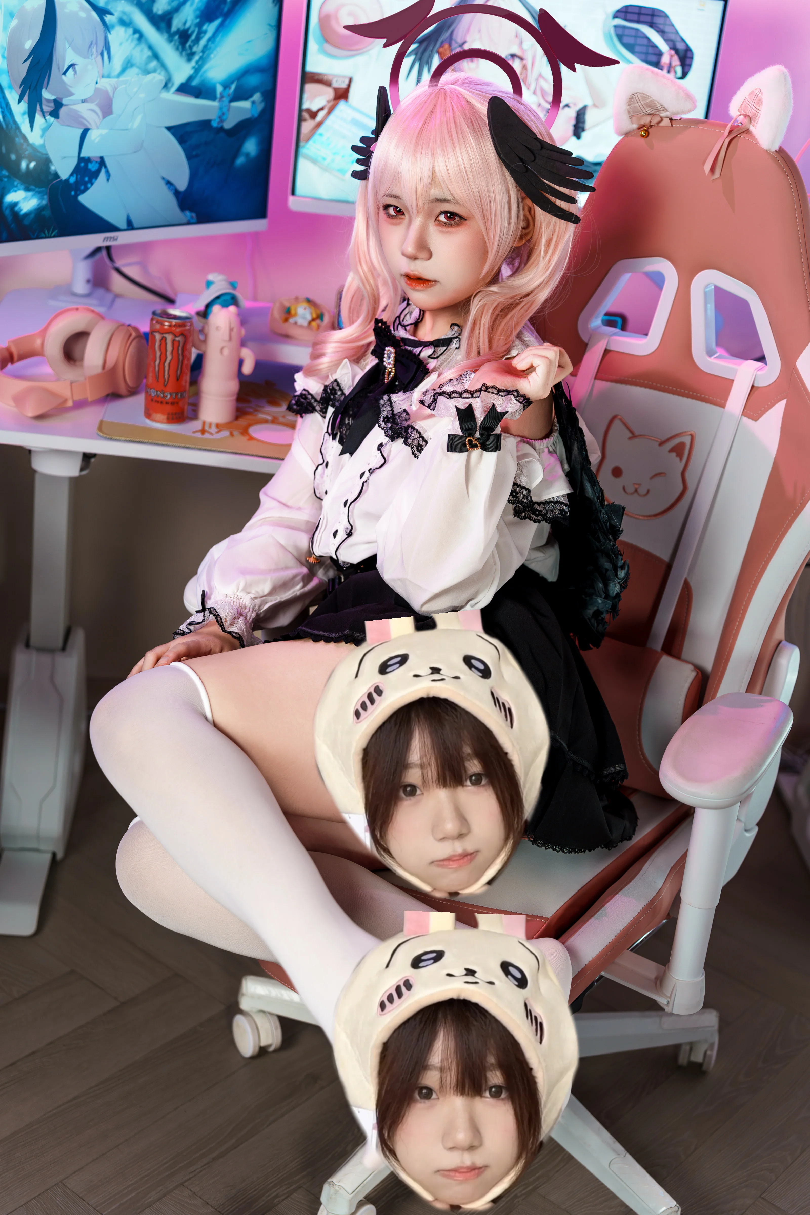 【下江小春cos】蔚蓝档案里，浅粉发色与蕾丝裙的甜酷适配 - 第 2 张