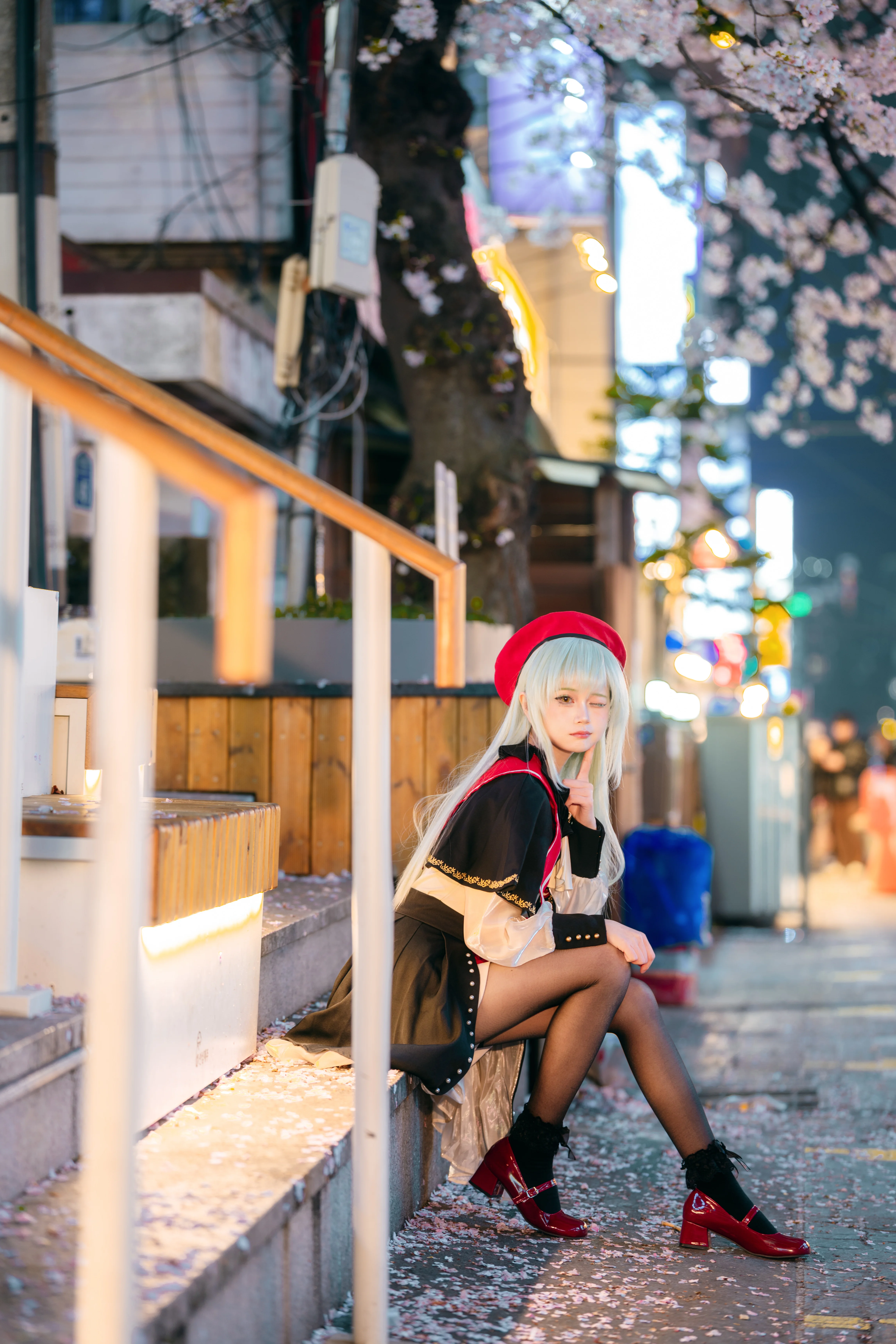 【若葉睦cos】夜櫻與霓虹燈下的Mortis小睦 - 第 2 張