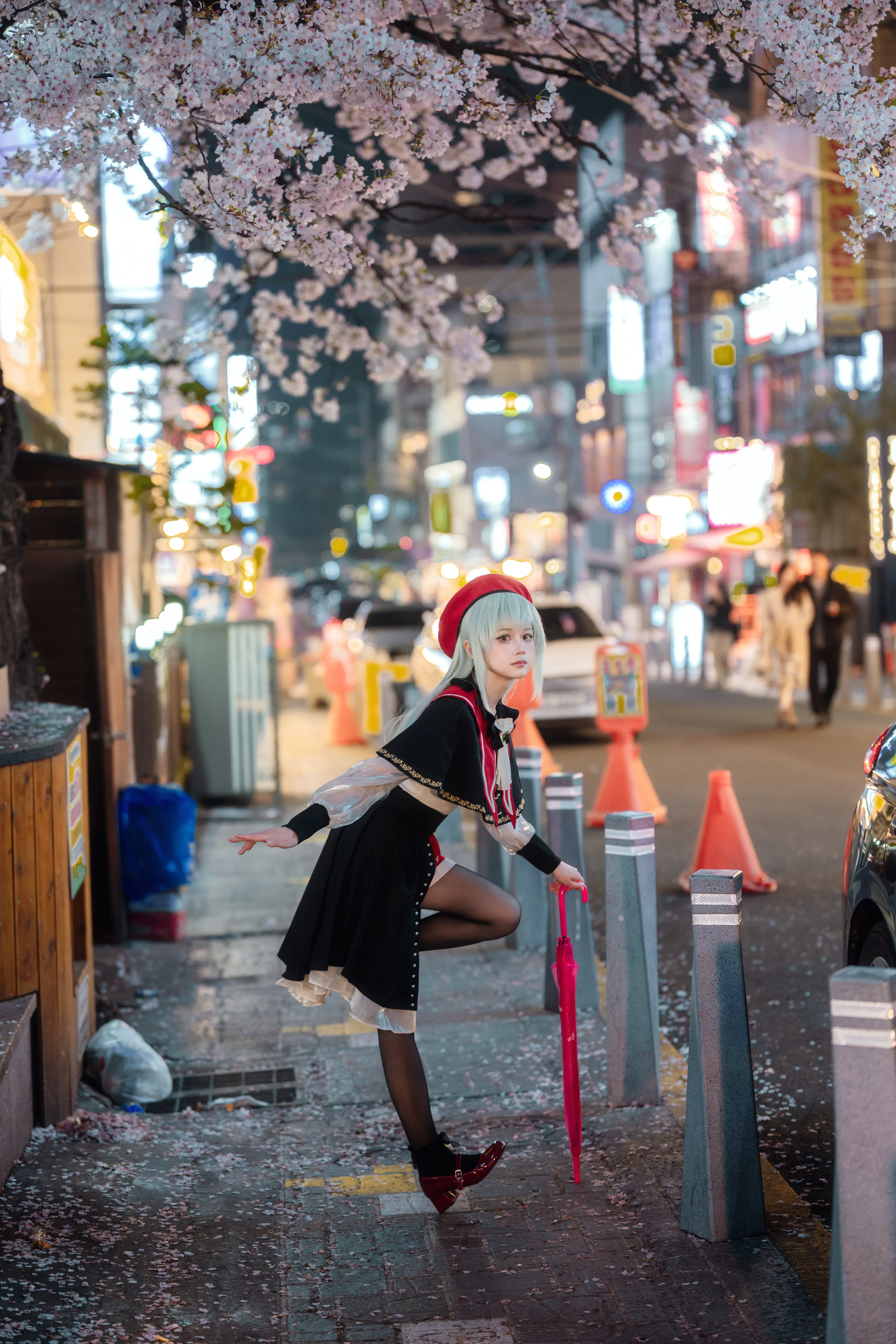 【若葉睦cos】夜櫻與霓虹燈下的Mortis小睦 - 第 3 張