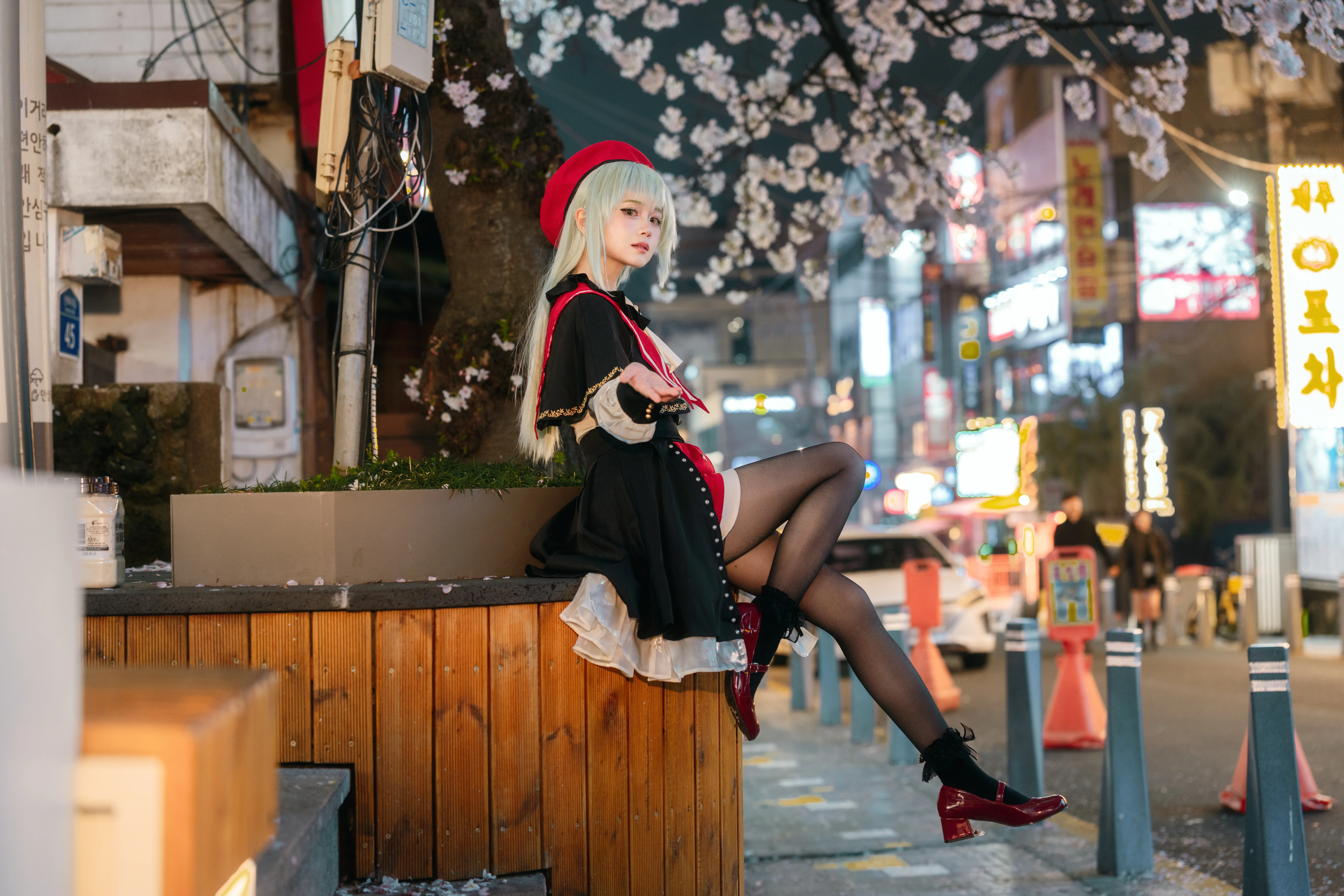 【若葉睦cos】夜櫻與霓虹燈下的Mortis小睦 - 第 4 張