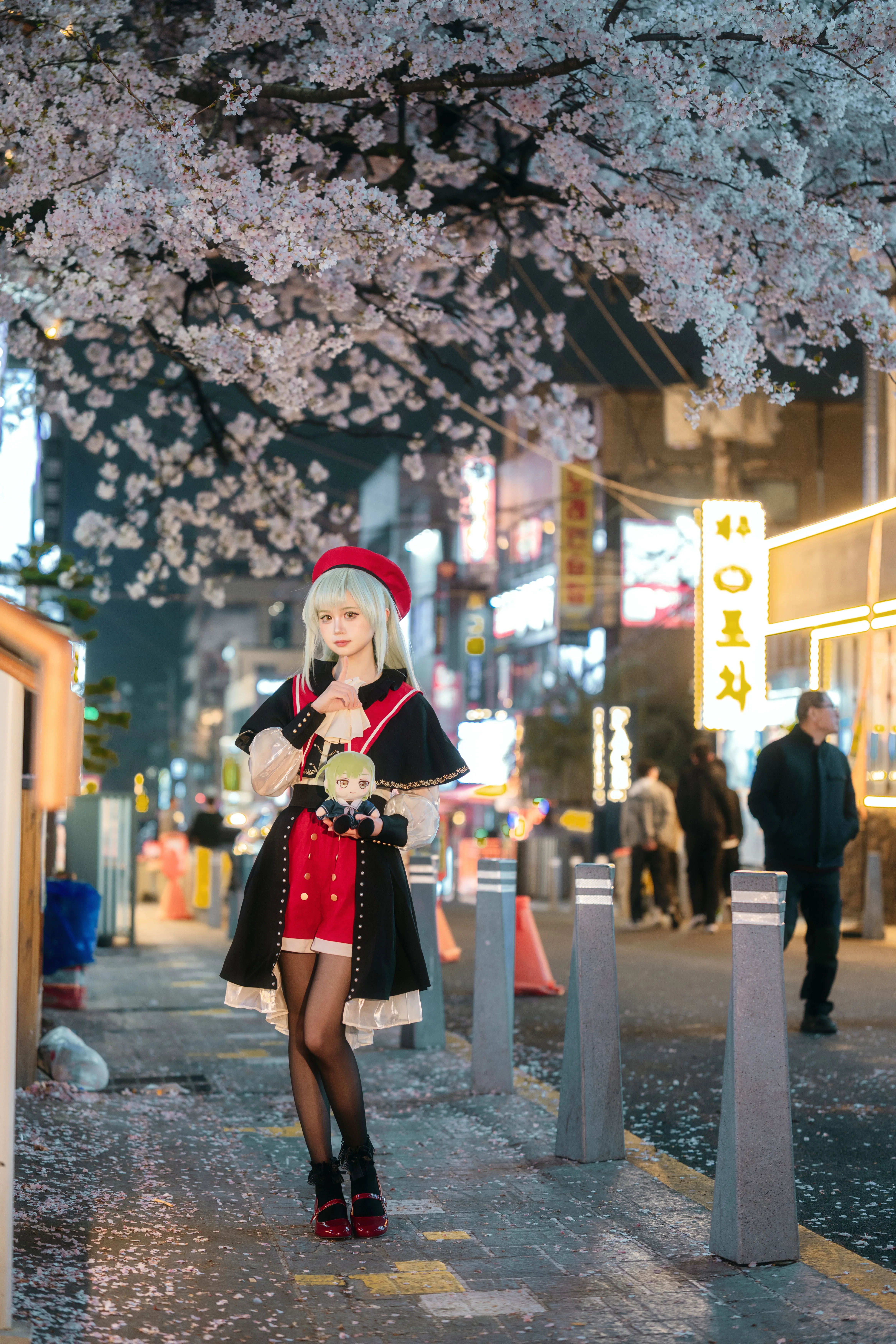 【若葉睦cos】夜櫻與霓虹燈下的Mortis小睦 - 第 6 張