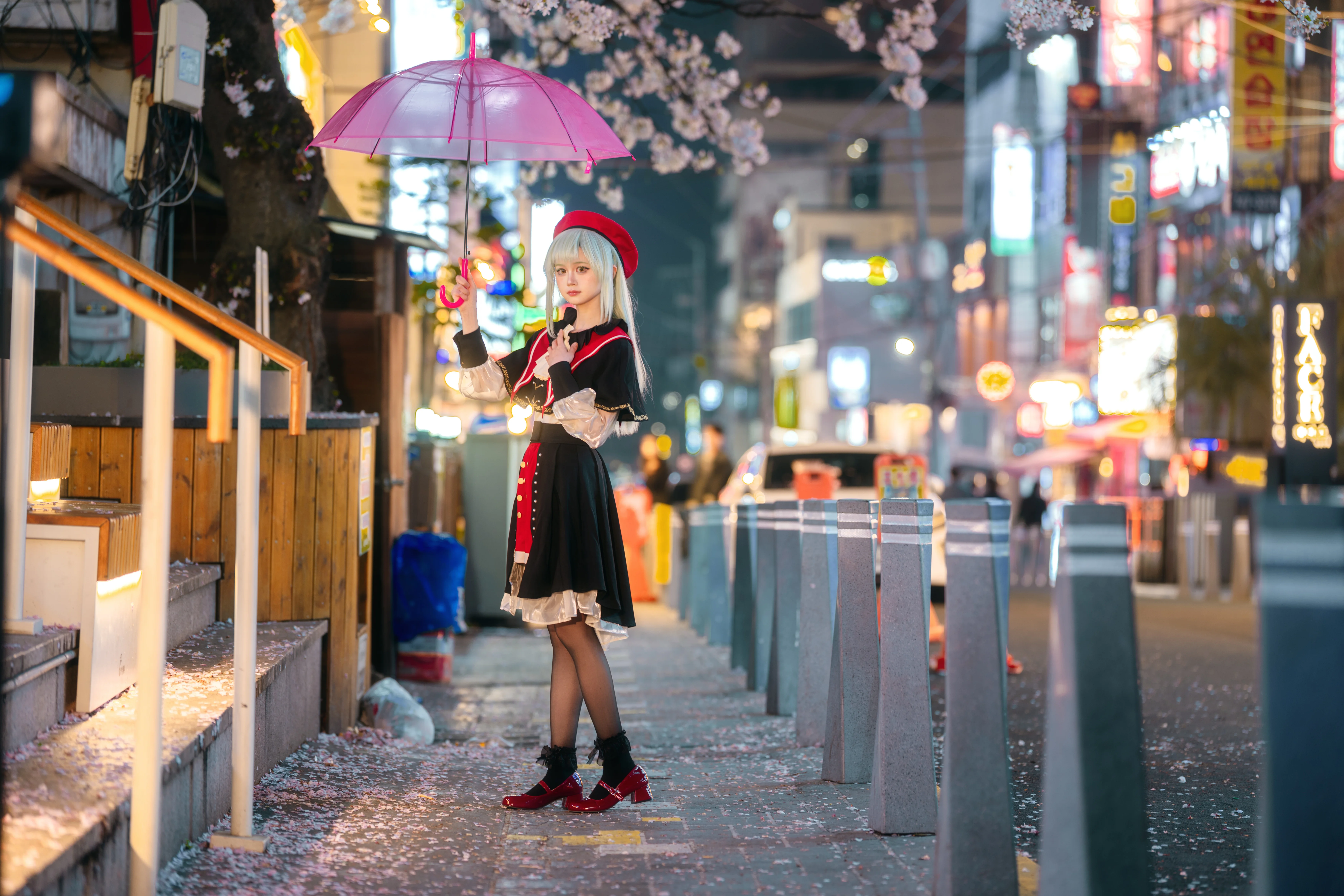 【若葉睦cos】夜櫻與霓虹燈下的Mortis小睦 - 第 8 張