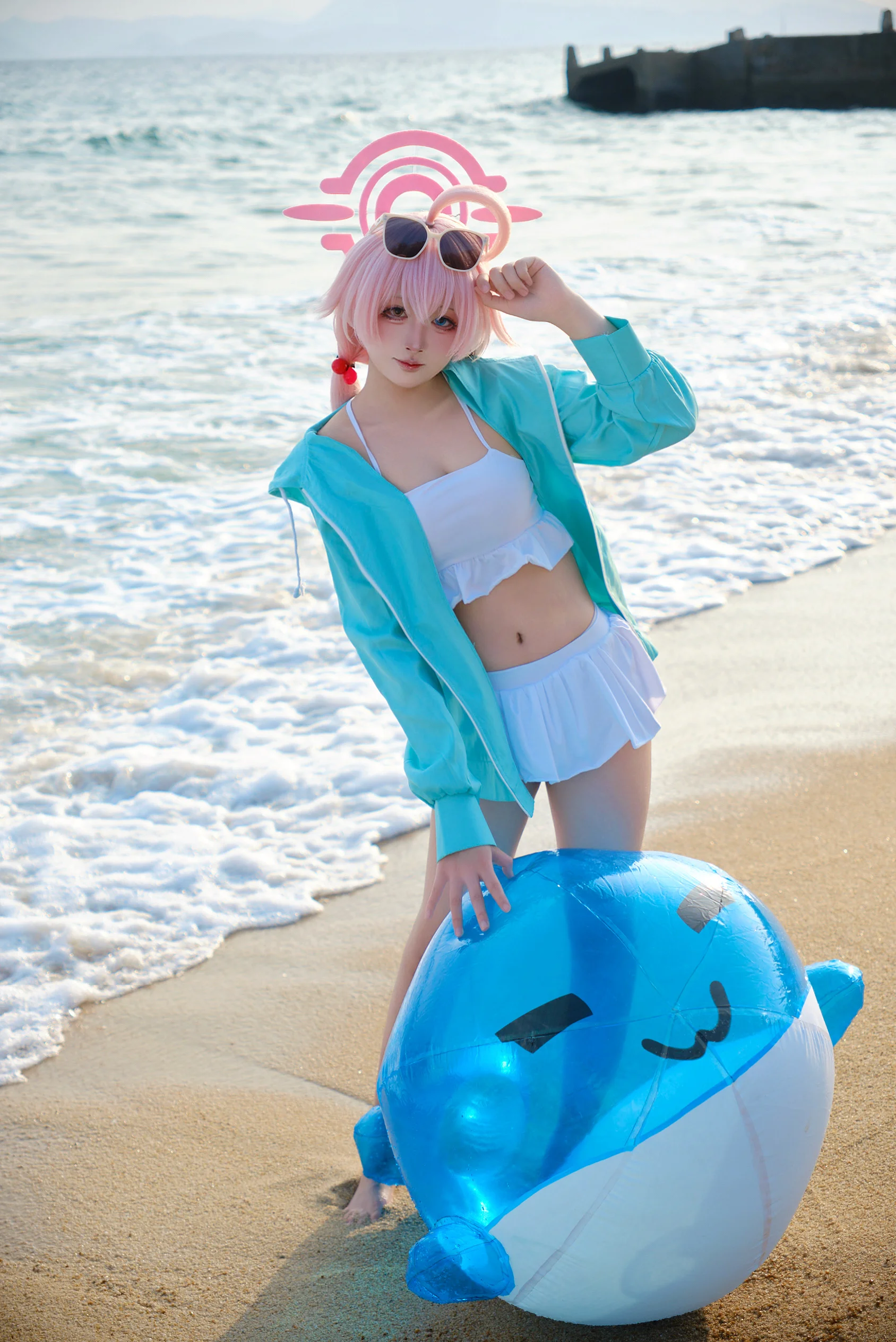【小鸟游星野cos】蔚蓝档案海边的清爽瞬间 - 第 4 张