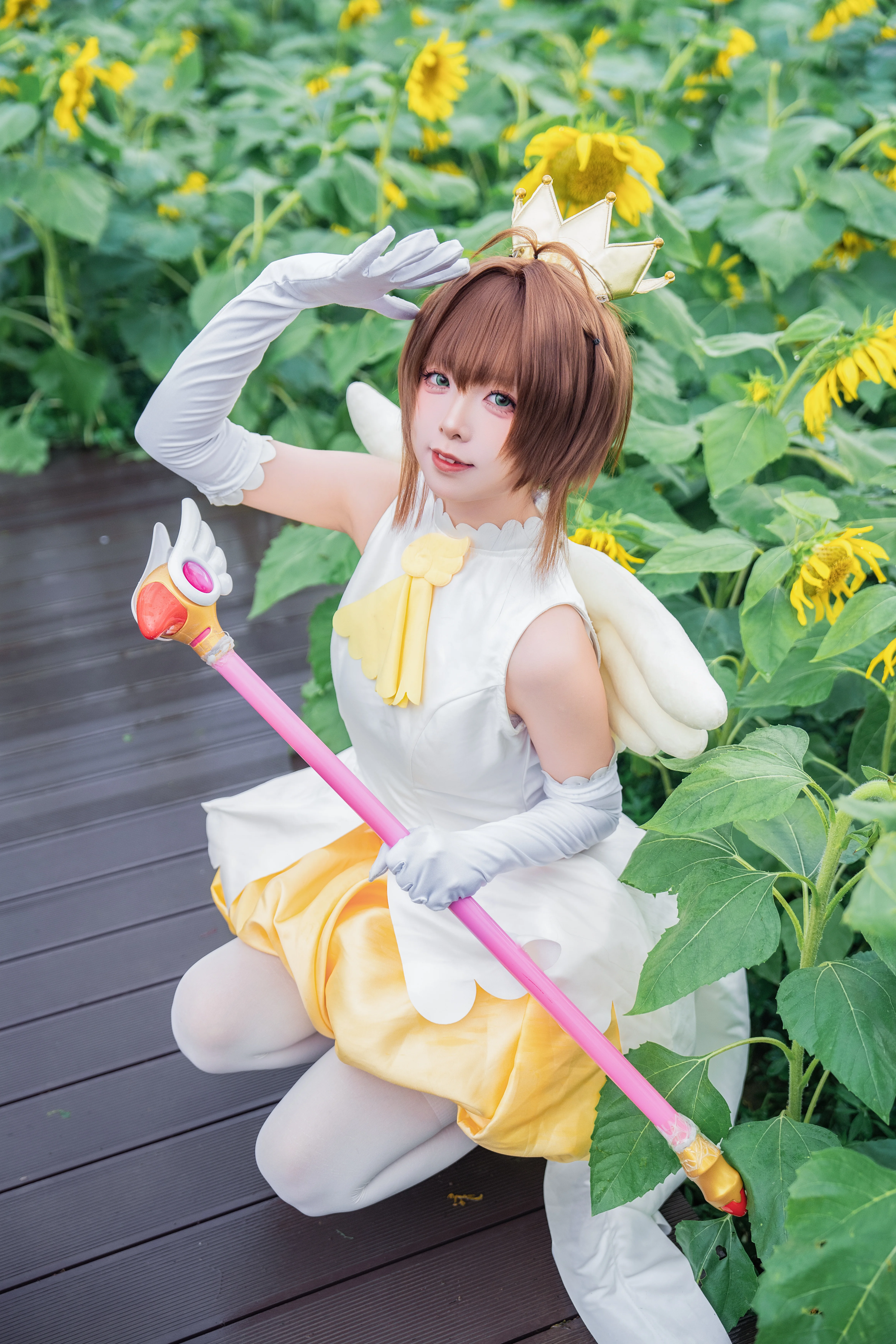 【木之本樱cos】在向日葵花海里感受夏日的魔法 - 第 4 张