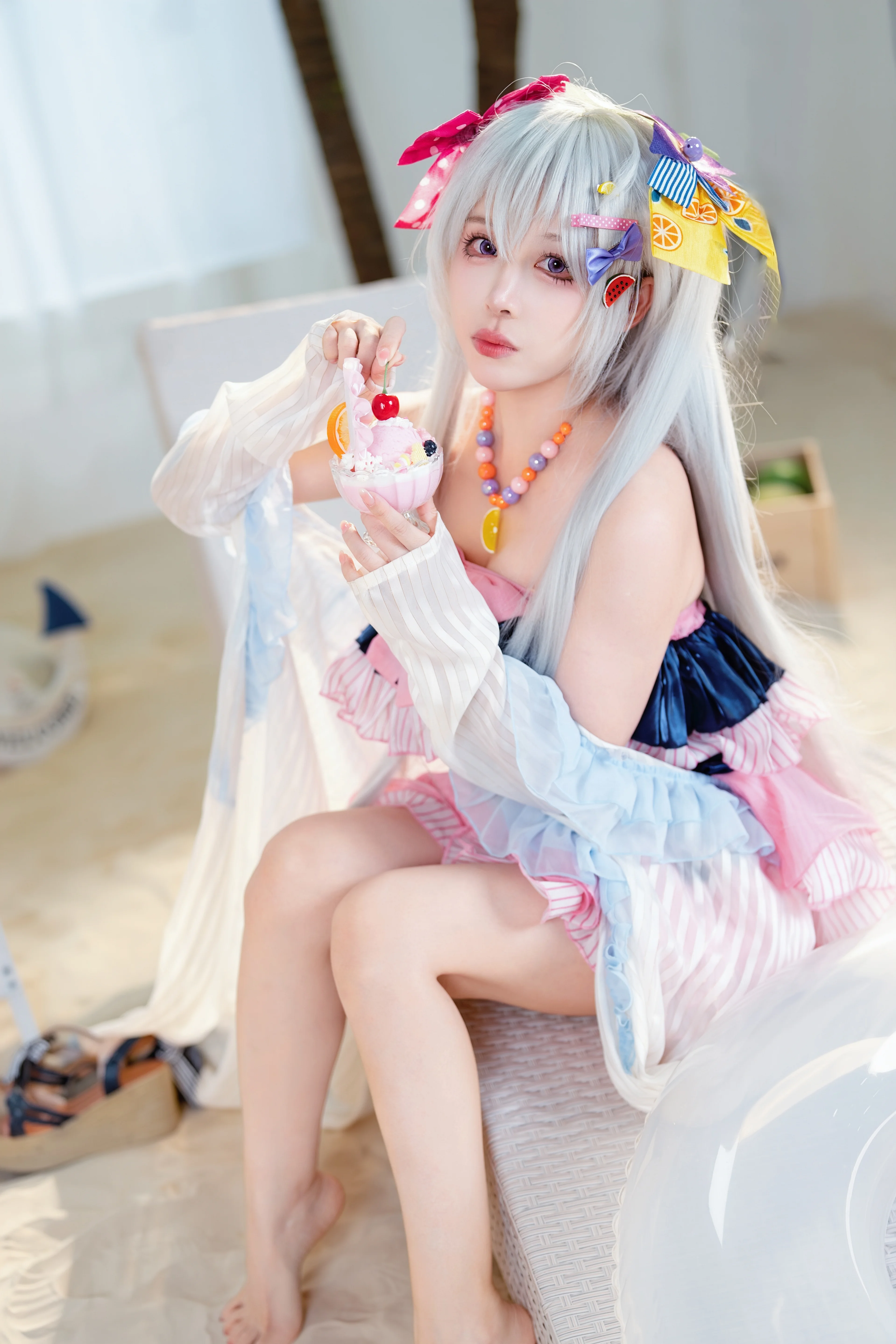 【白洲梓cos】蔚蓝档案夏日水梓，清爽泳装拍摄分享 - 第 2 张
