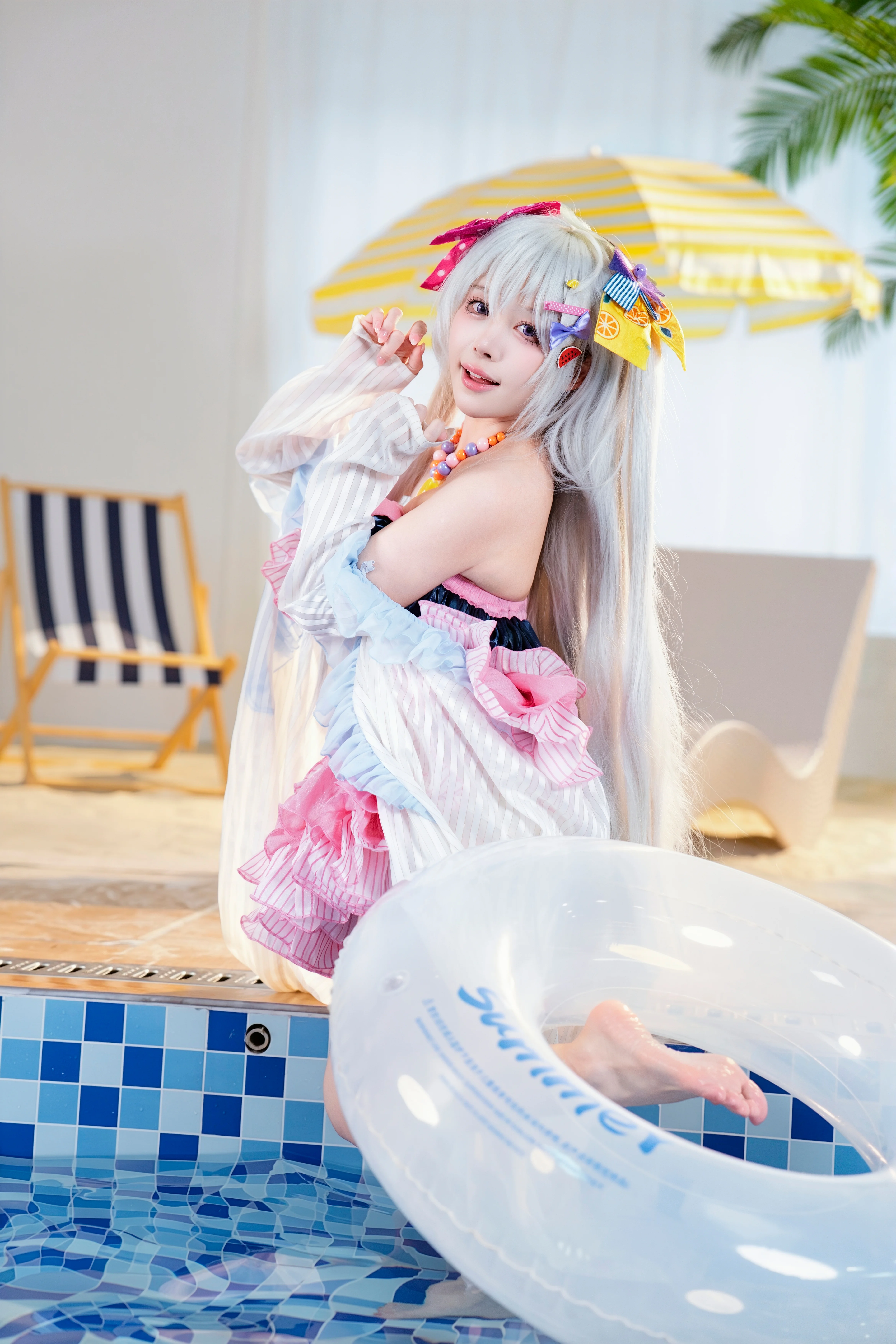 【白洲梓cos】蔚蓝档案夏日水梓，清爽泳装拍摄分享 - 第 3 张