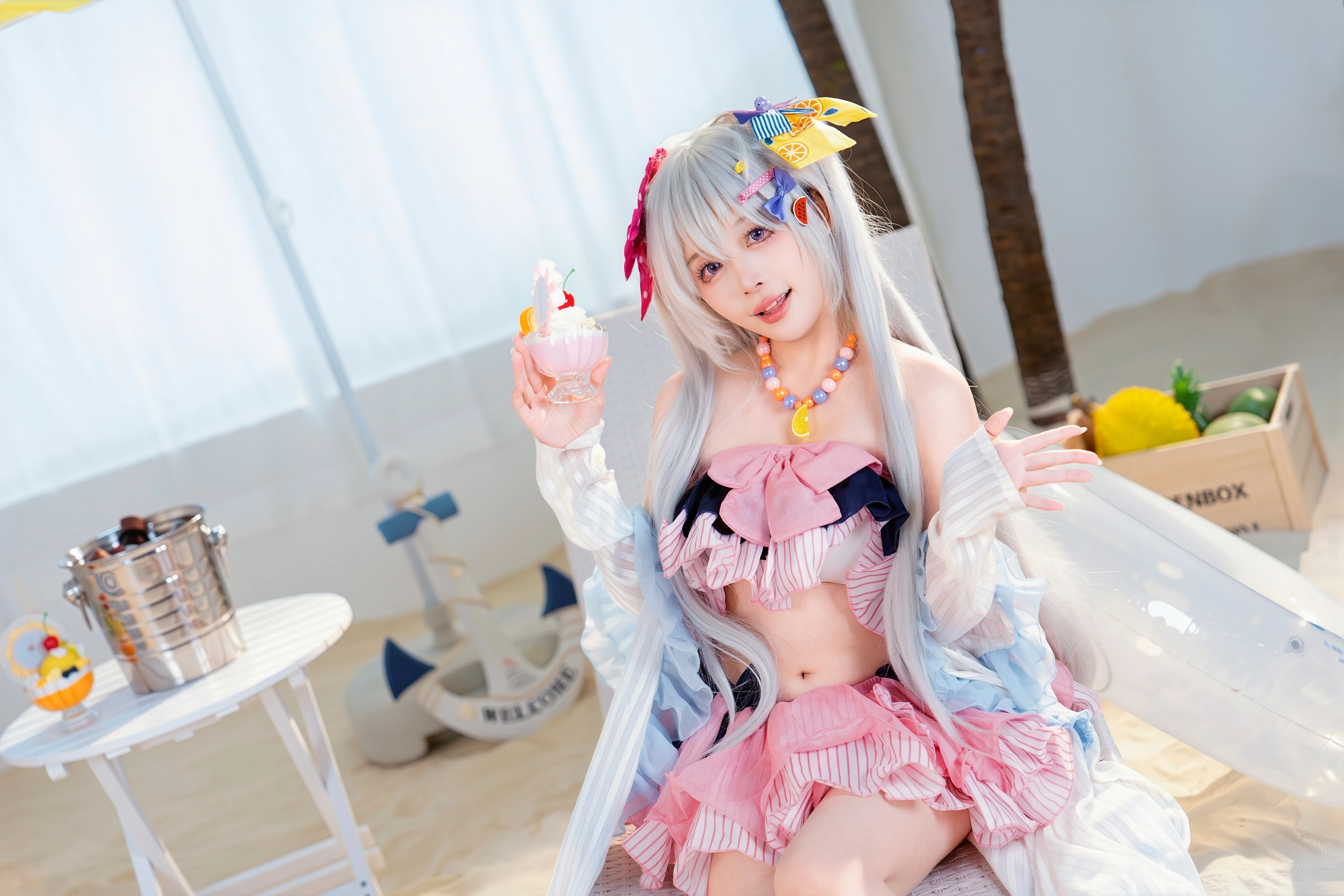 【白洲梓cos】蔚蓝档案夏日水梓，清爽泳装拍摄分享