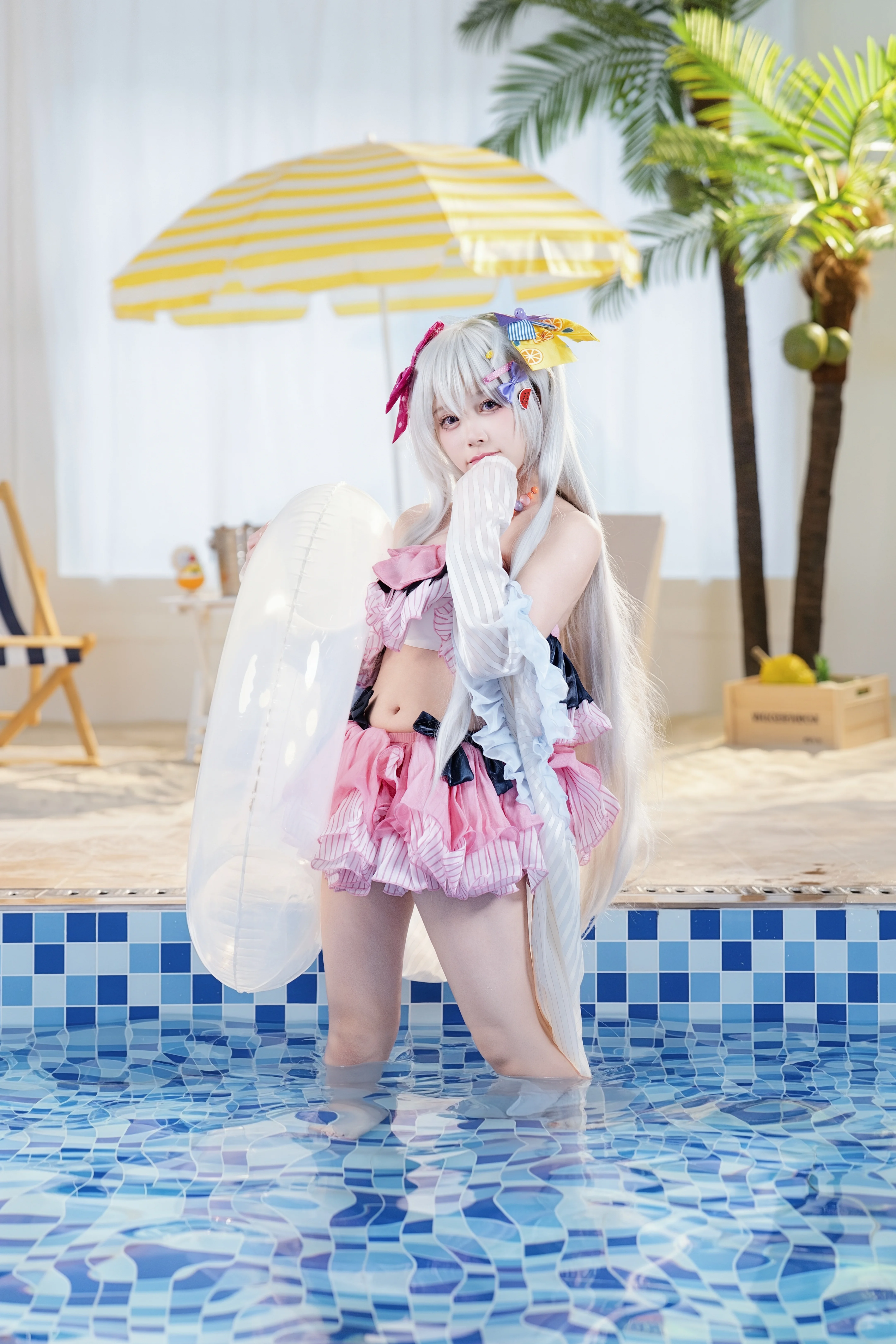 【白洲梓cos】蔚蓝档案夏日水梓，清爽泳装拍摄分享 - 第 5 张