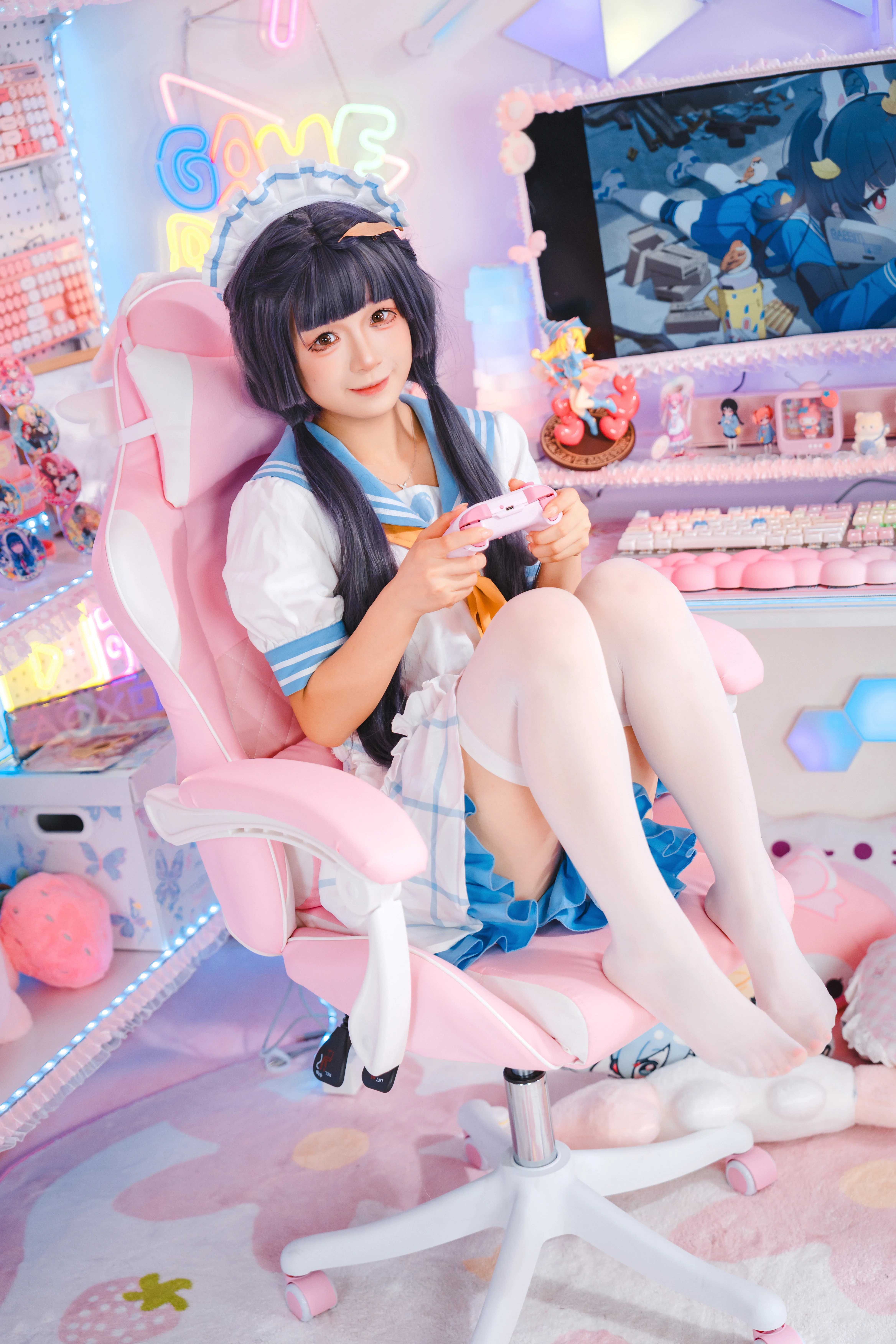 【蔚蓝档案霞泽美游cos】电竞房里的元气时刻