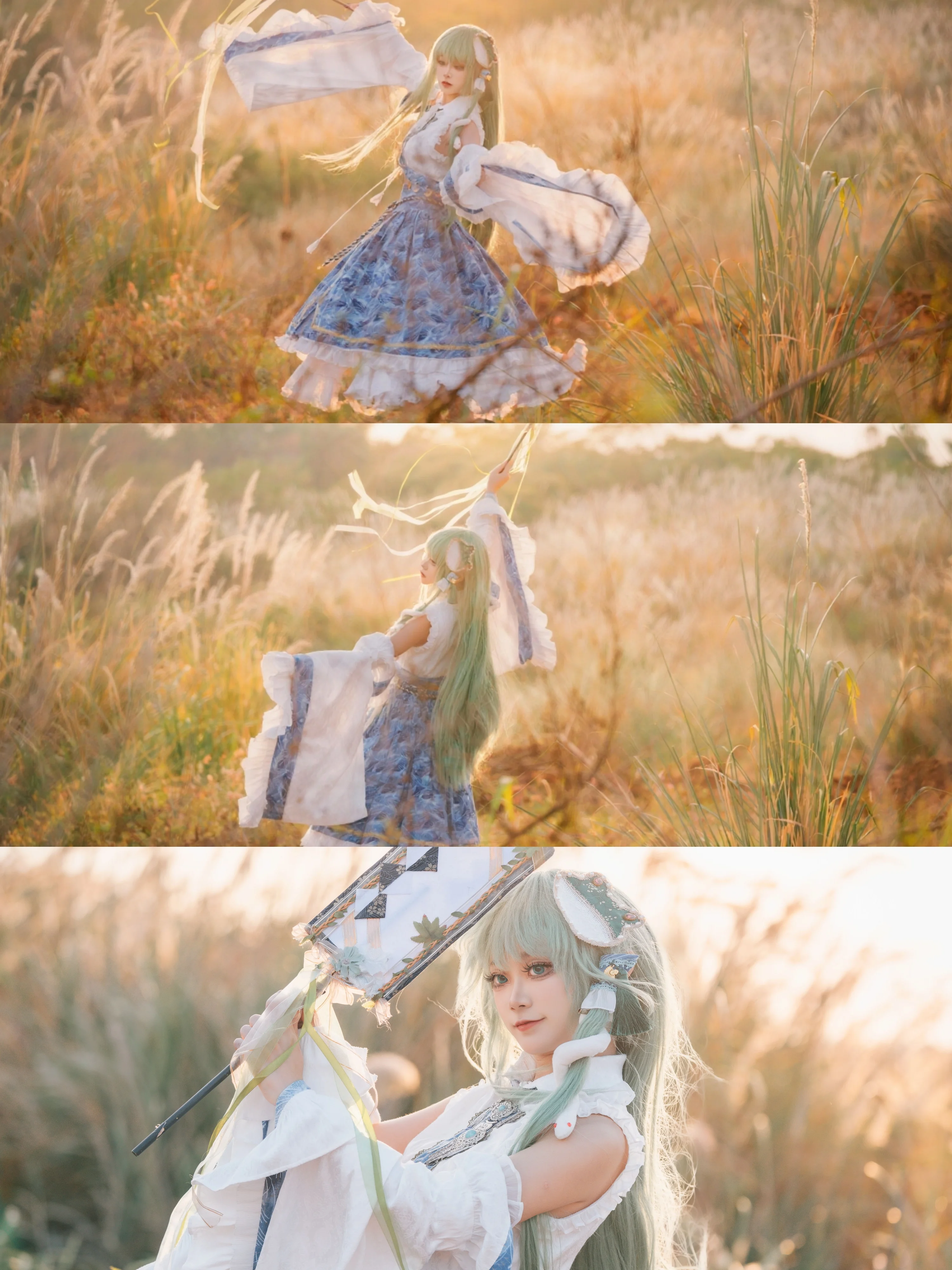 【东风谷早苗cos】海风与芦苇，神明与黄昏之约 - 第 1 张