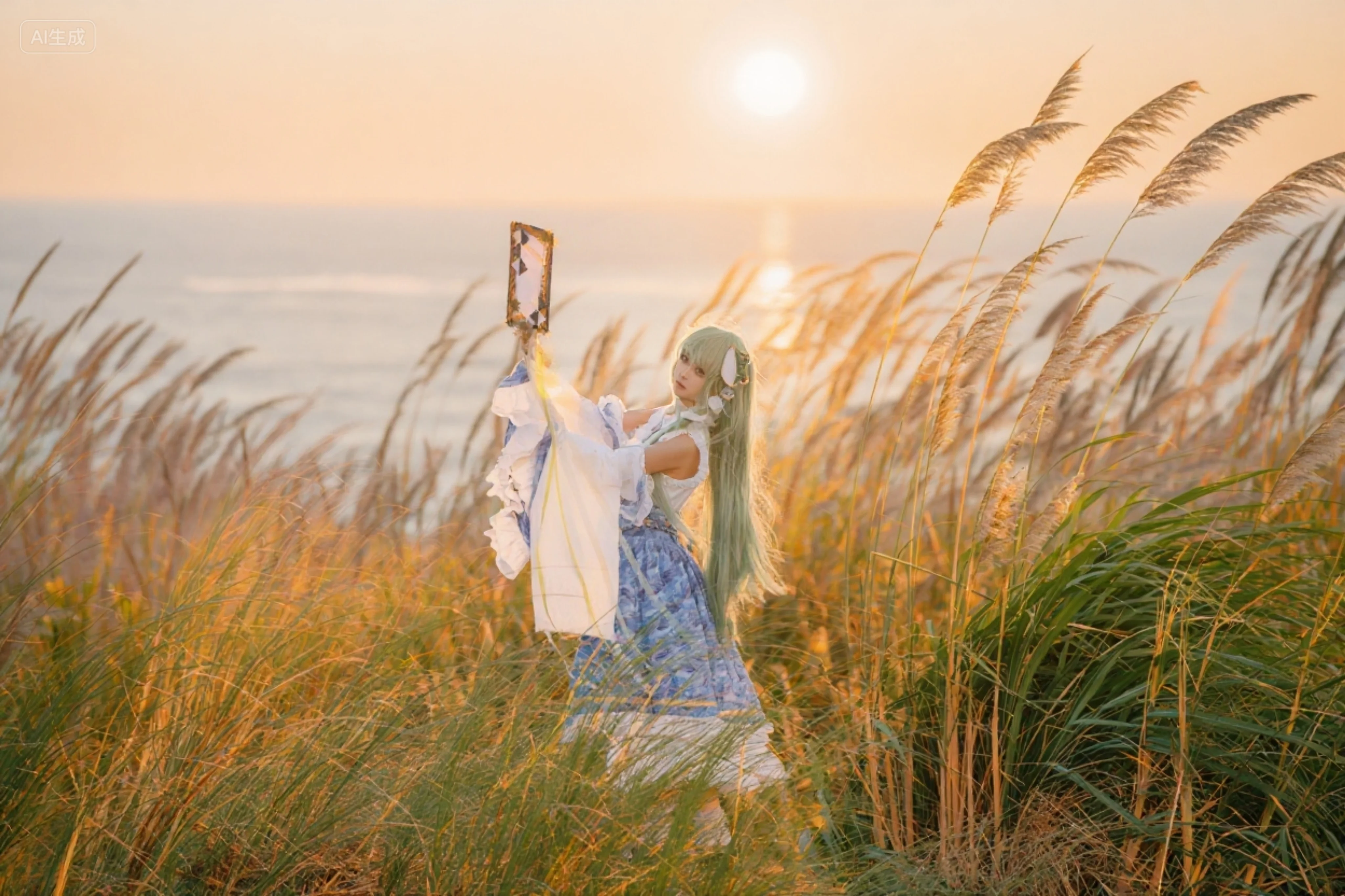 【东风谷早苗cos】海风与芦苇，神明与黄昏之约 - 第 5 张