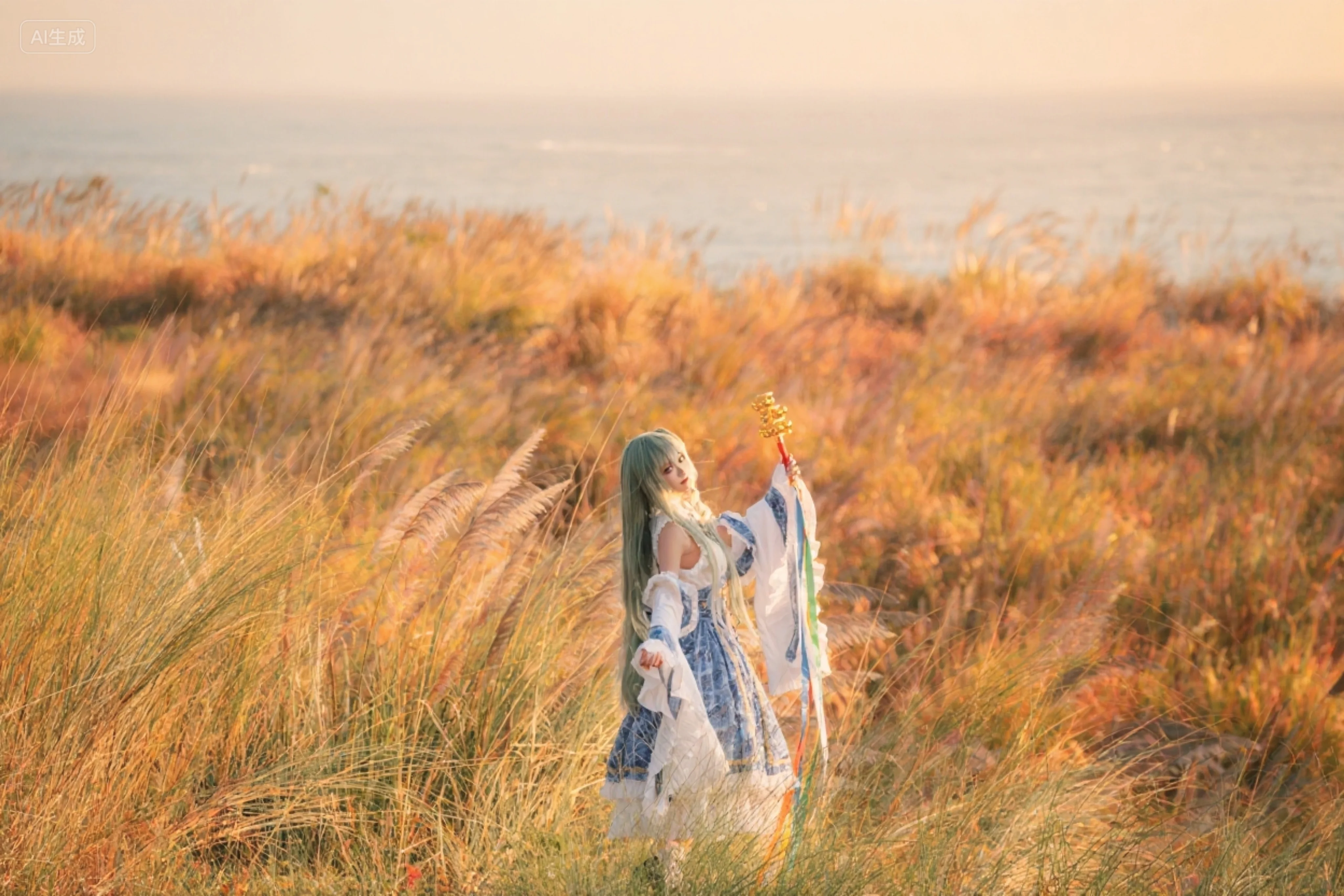 【东风谷早苗cos】海风与芦苇，神明与黄昏之约 - 第 6 张
