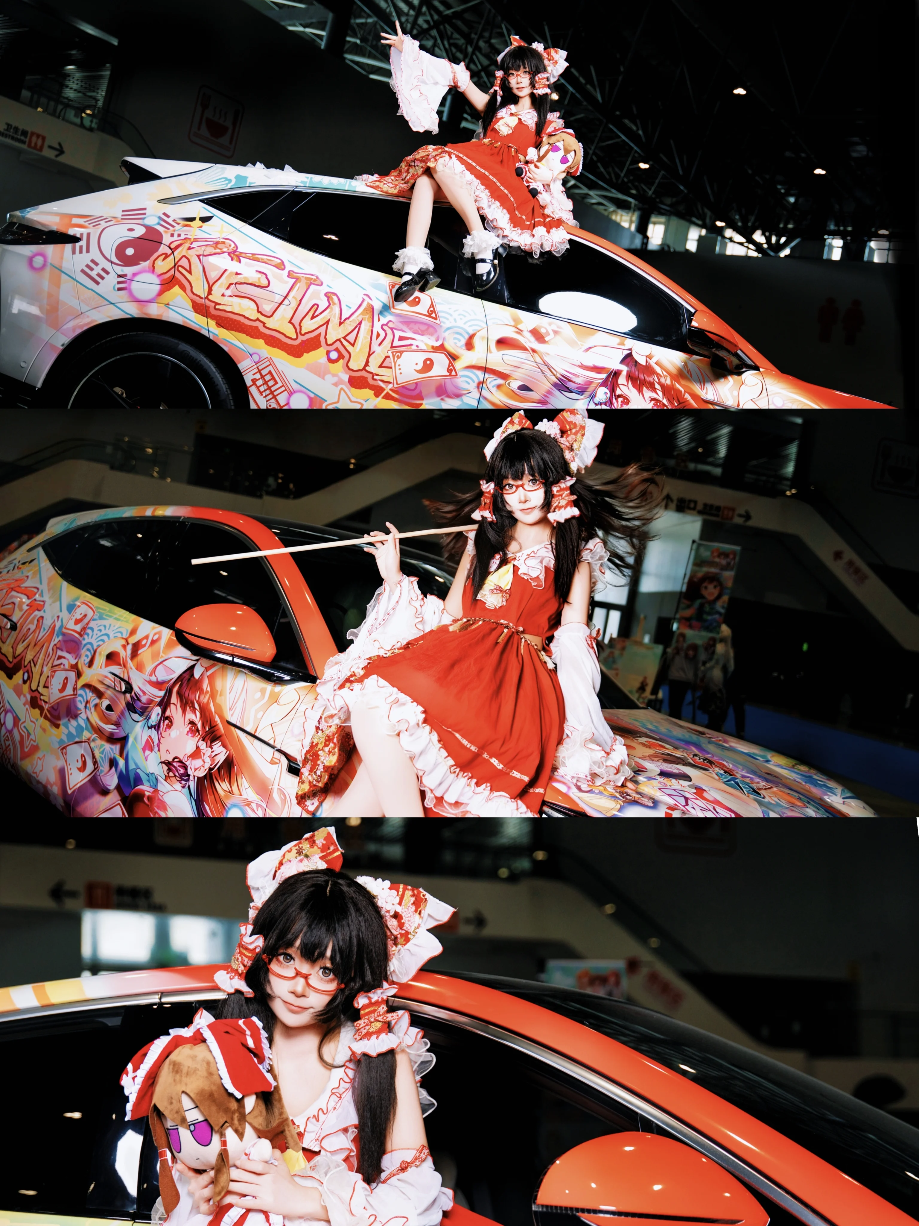 【博麗靈夢cos】廈門漫展車頂打卡，當了一把紅色“車娘” - 第 1 張