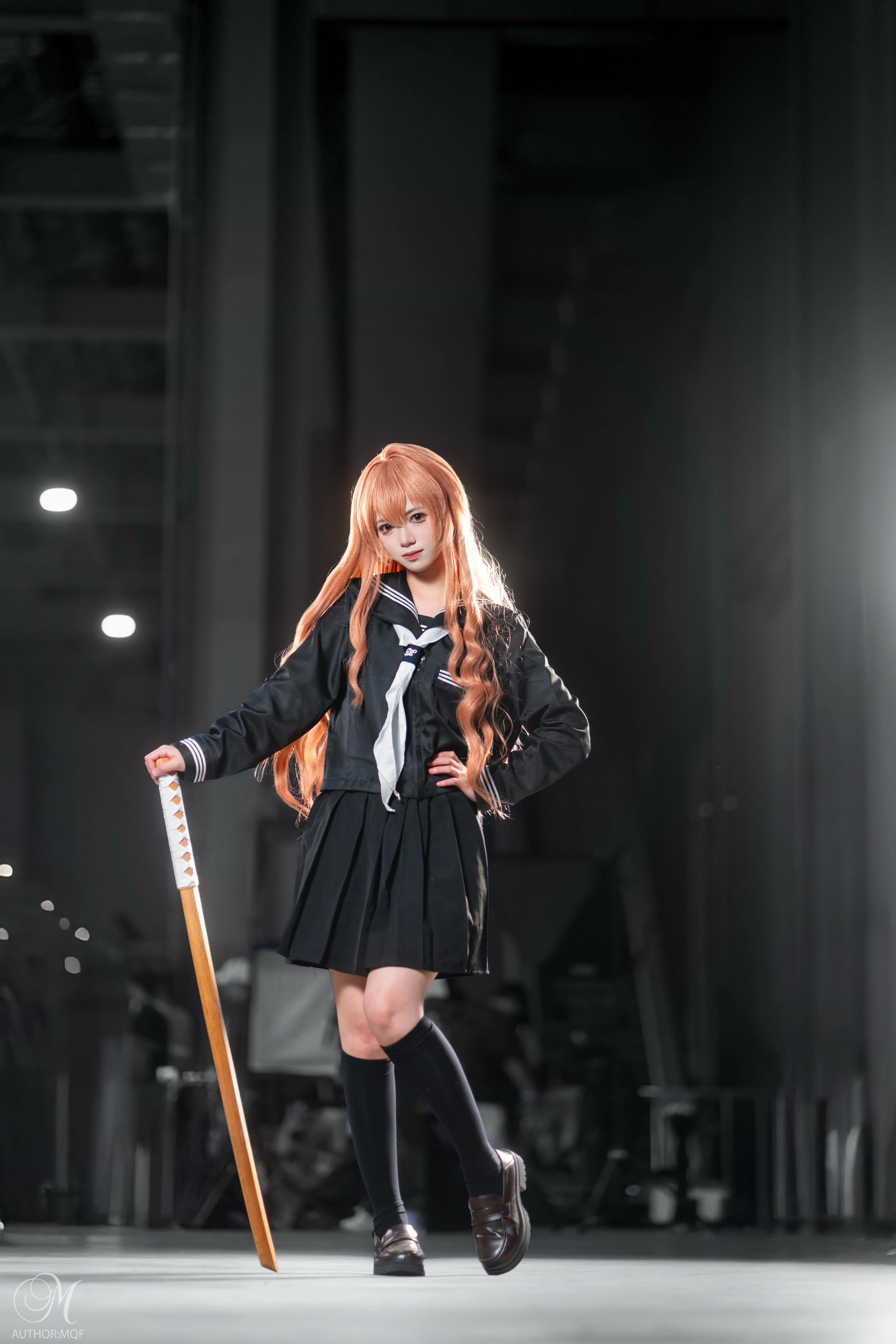 【逢坂大河cos】龙与虎经典黑水手服搭配木刀，漫展场照来啦 - 第 5 张