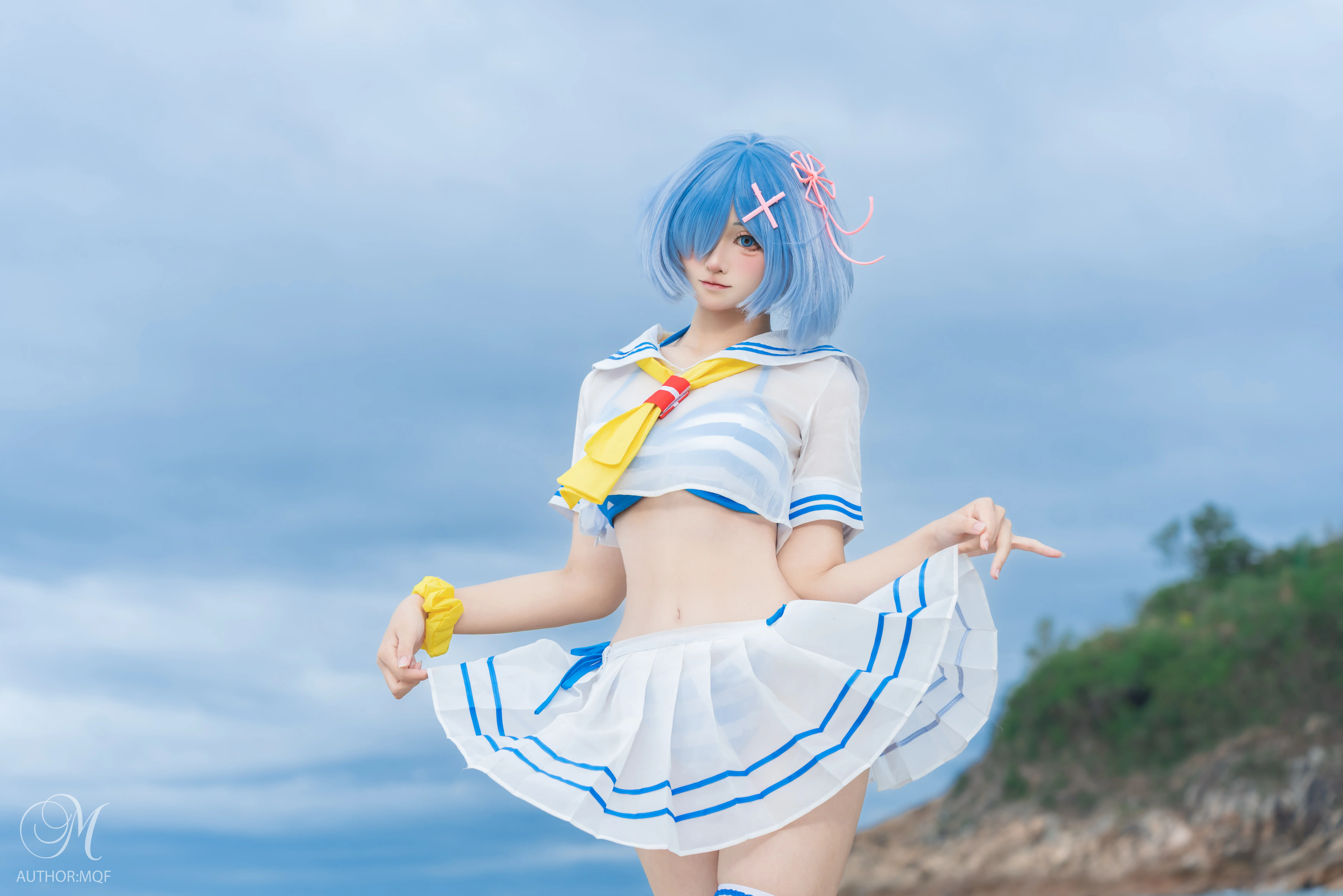 【レム コスプレ】『Re:ゼロから始める異世界生活』初春のビーチで爽やか撮影 - 3 枚目