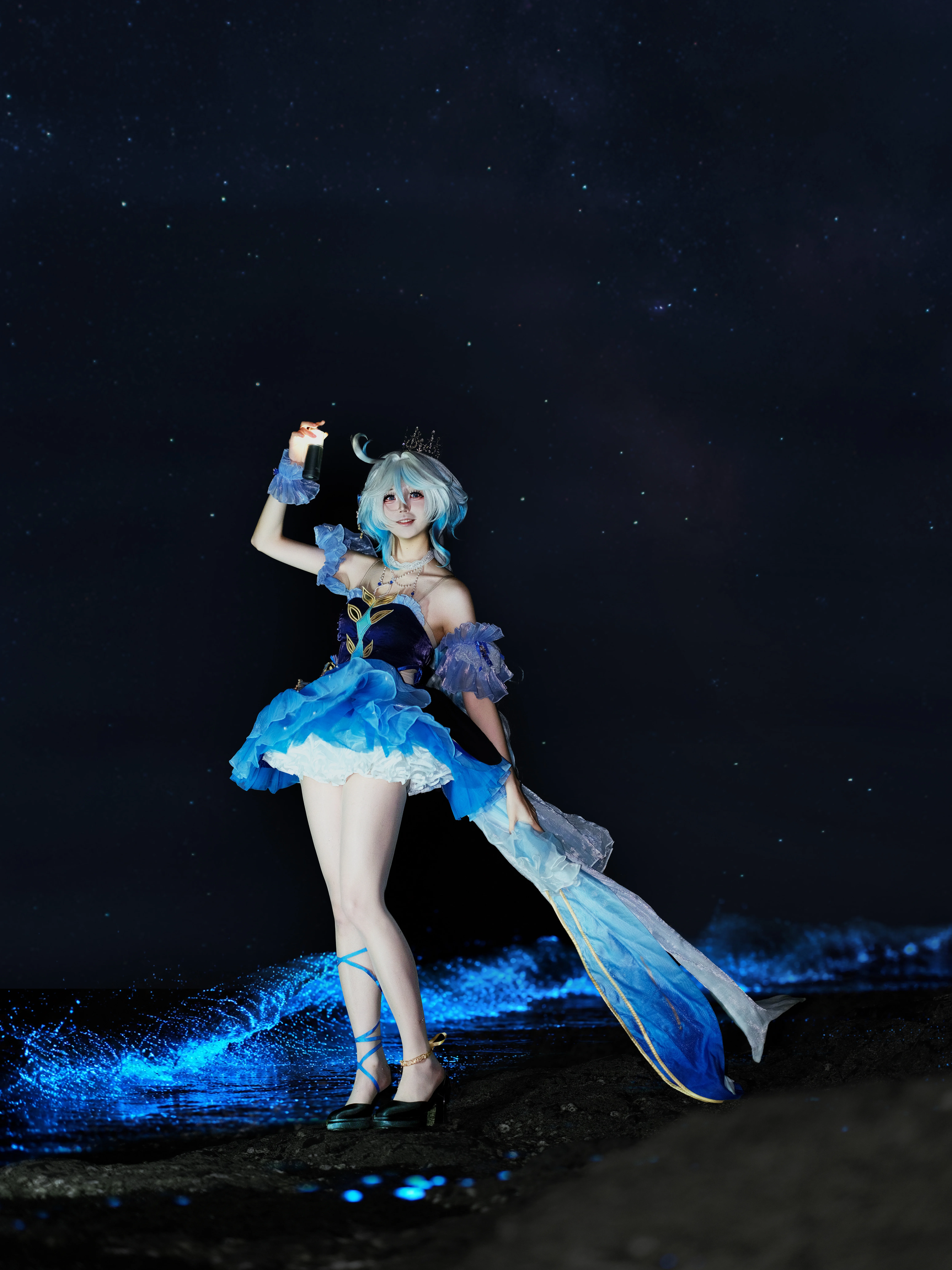 【芙寧娜cos】原神私設鈴蘭舞曲，夜海熒光中的靜謐