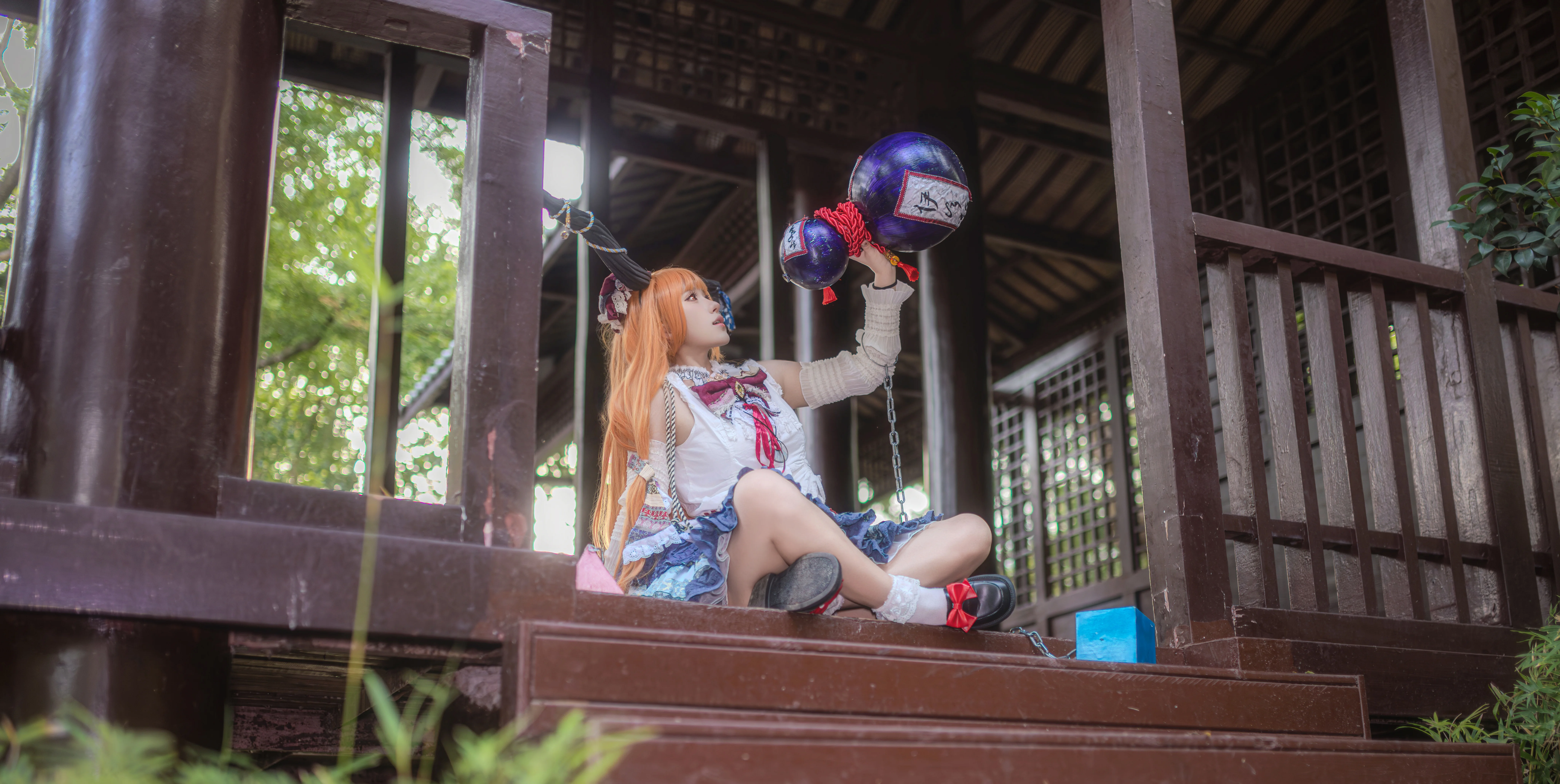 【伊吹萃香コスプレ】東方Projectの鬼の王、酒瓢箪と鎖もバッチリ揃いました - 2 枚目