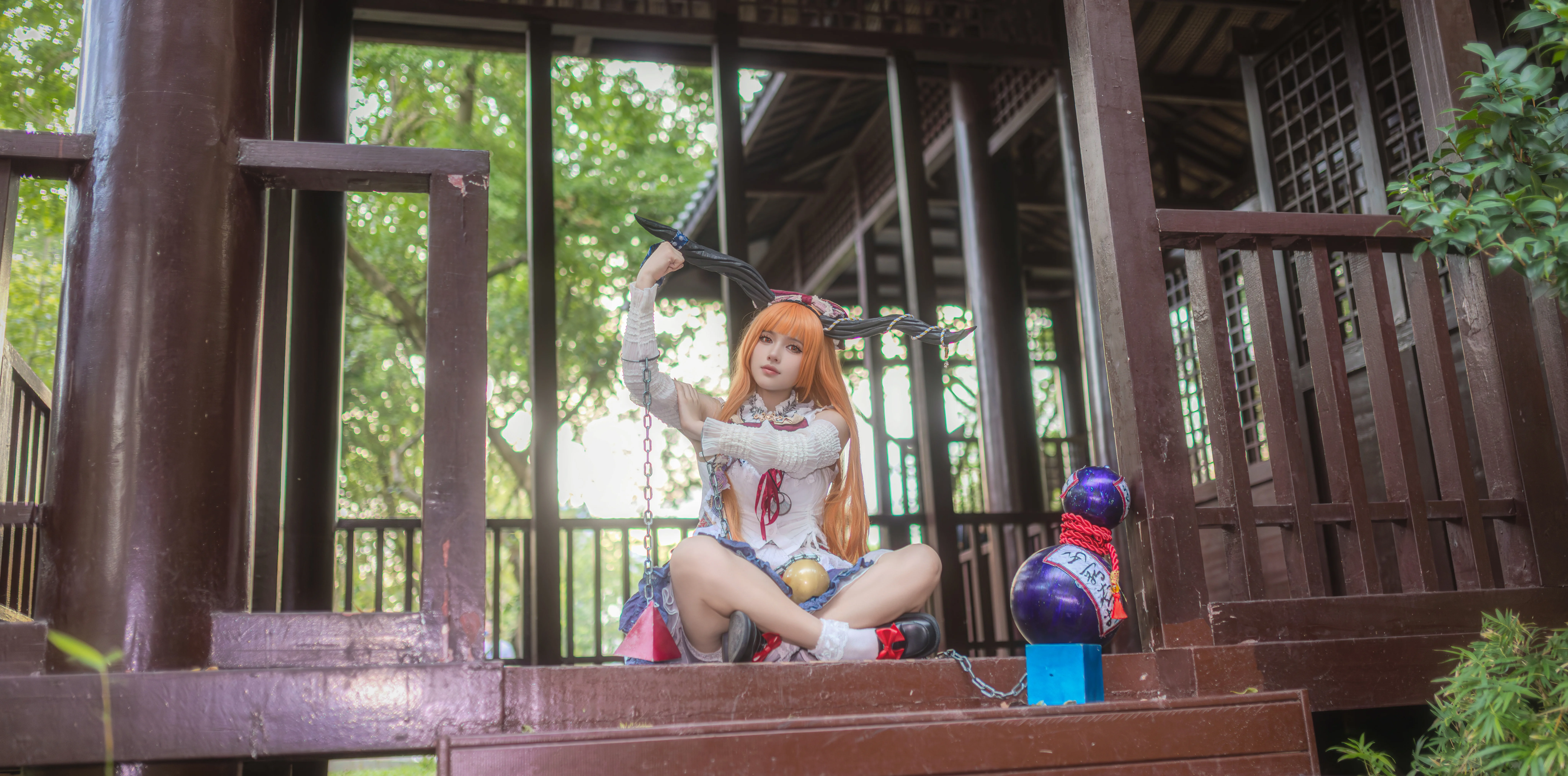 【伊吹萃香コスプレ】東方Projectの鬼の王、酒瓢箪と鎖もバッチリ揃いました - 3 枚目
