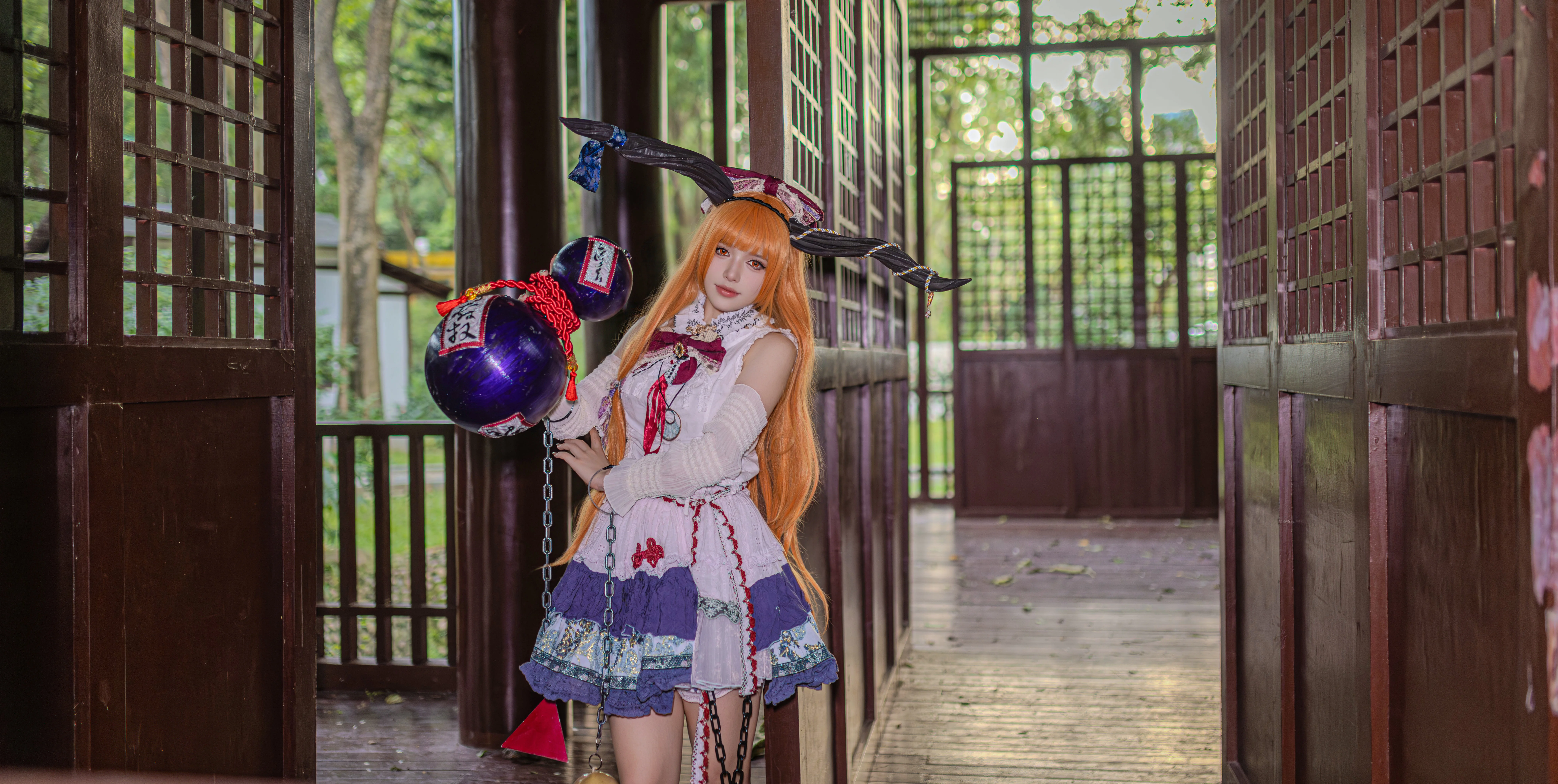 【伊吹萃香コスプレ】東方Projectの鬼の王、酒瓢箪と鎖もバッチリ揃いました - 4 枚目
