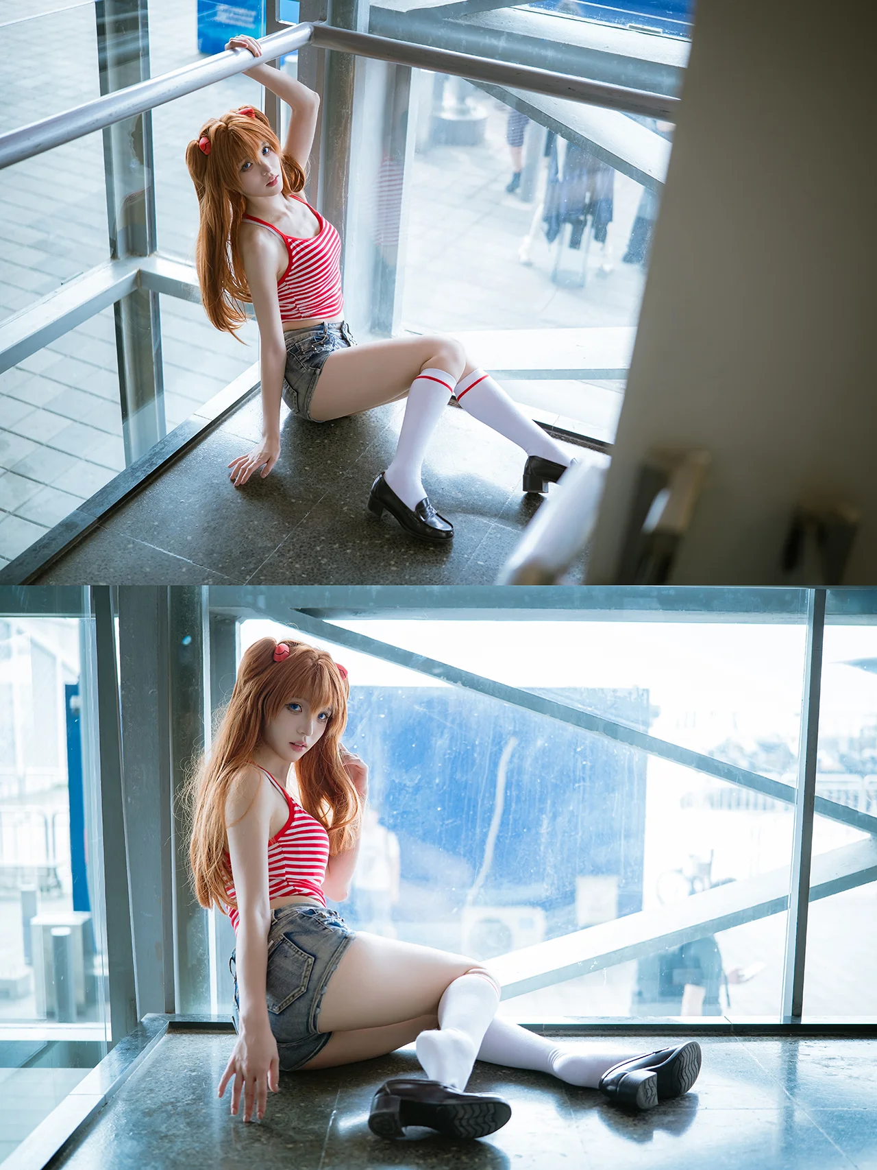 【明日香cos】EVA里的红白条纹，夏日漫展的汗水与快门 - 第 13 张