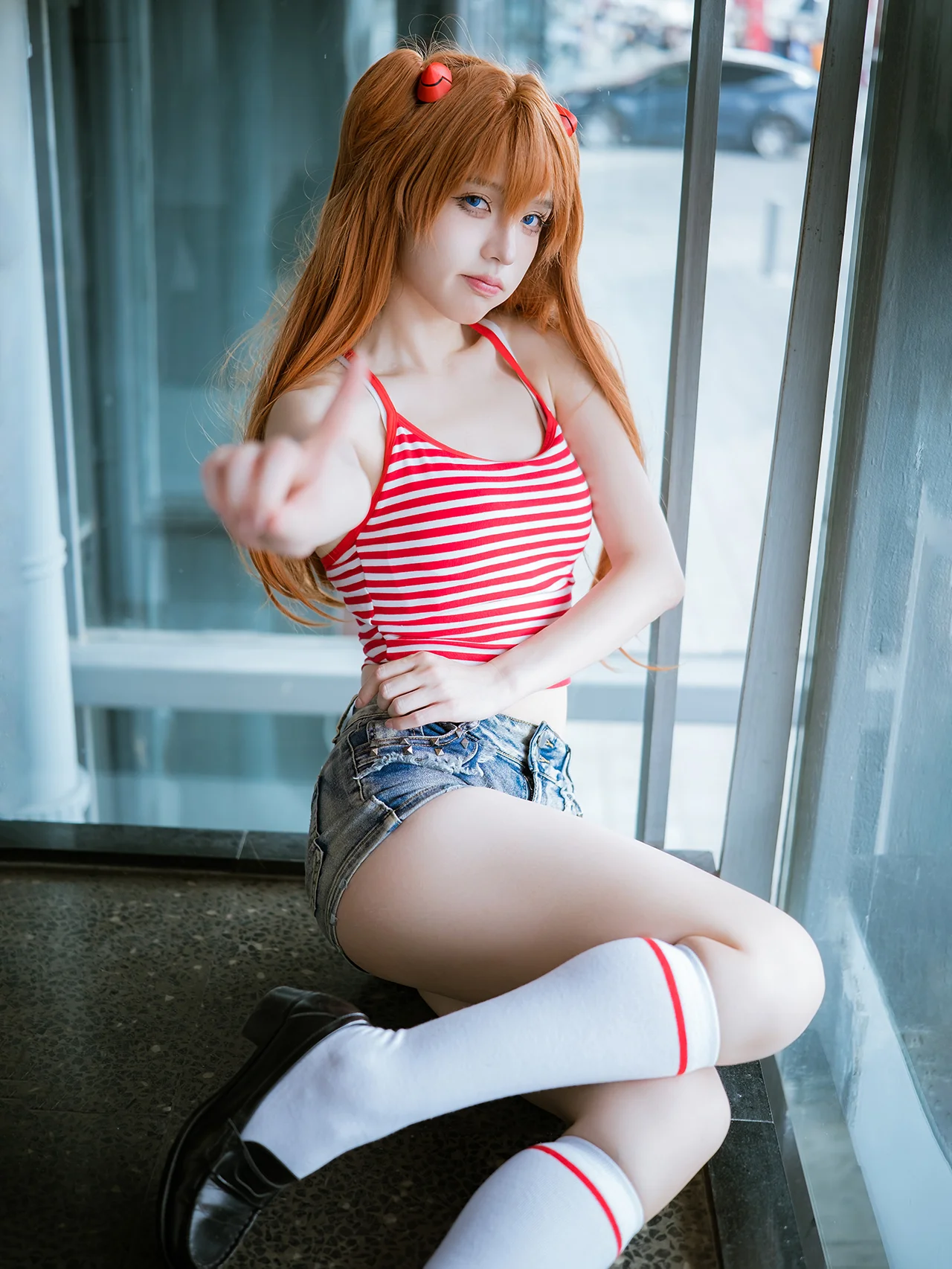 【明日香cos】EVA里的红白条纹，夏日漫展的汗水与快门 - 第 14 张