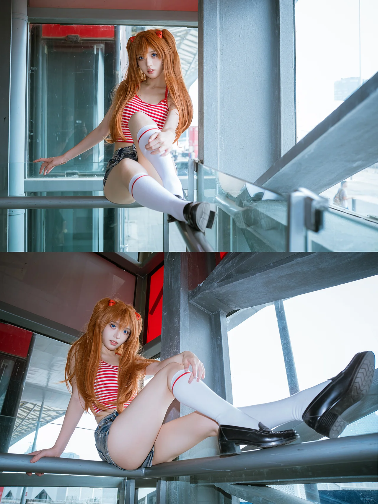 【明日香cos】EVA里的红白条纹，夏日漫展的汗水与快门 - 第 15 张