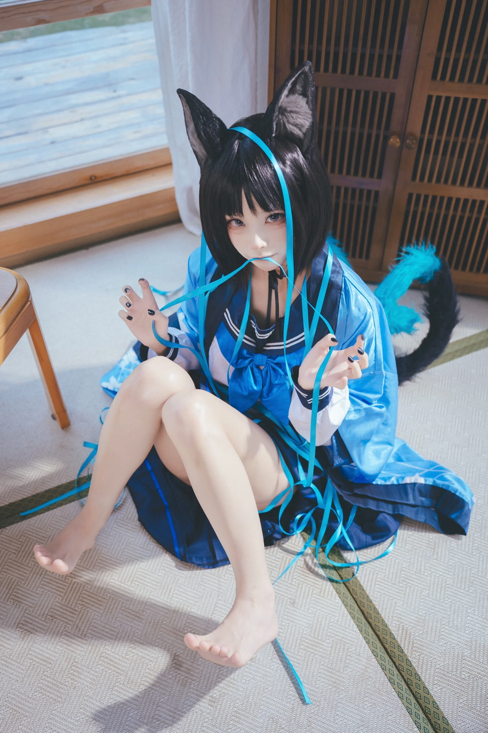 【桐生桔梗cos】碧蓝档案的猫系少女，日式和室随拍 - 第 1 张