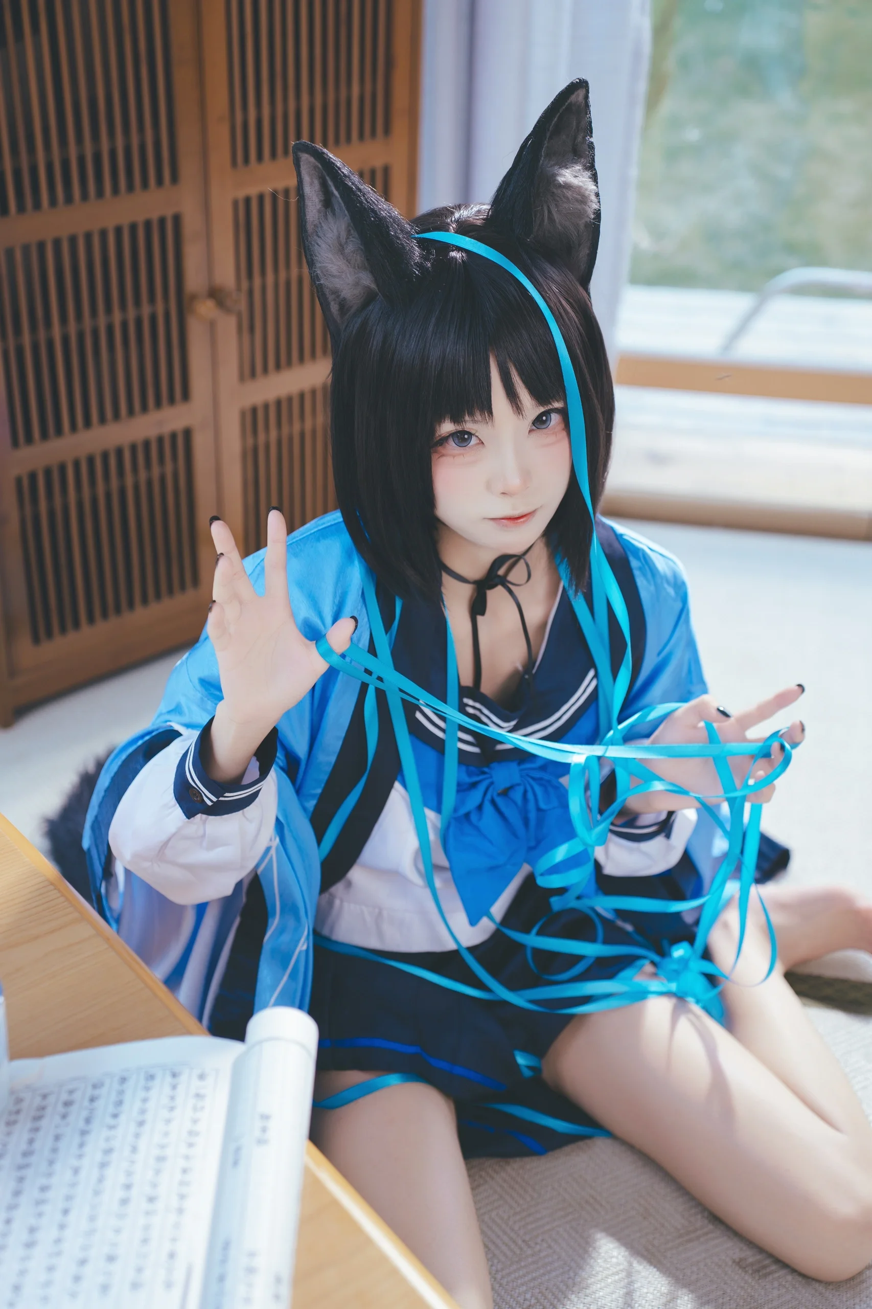 【桐生桔梗cos】碧蓝档案的猫系少女，日式和室随拍