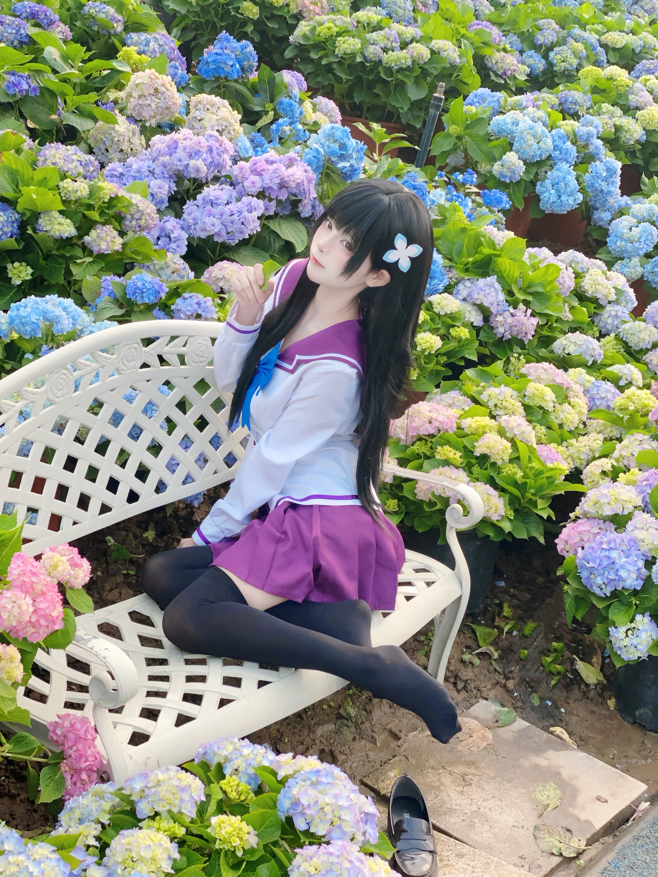 [Sankarea: Undying Love cosplay] Purple Sailor Collar and the Hydrangea Sea - Image 1
