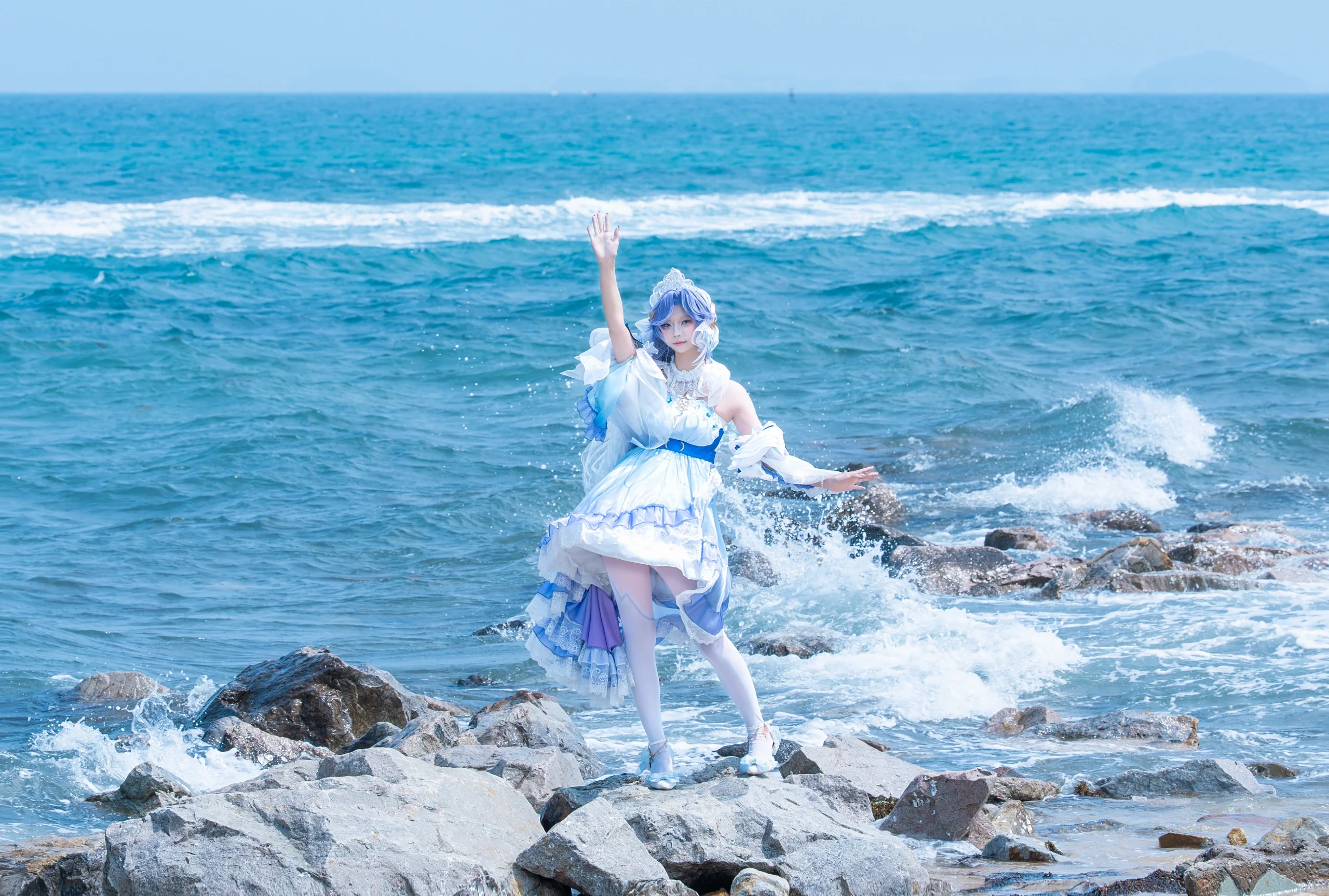 【大乔cos】王者荣耀花嫁，在海边与浪花共舞 - 第 6 张