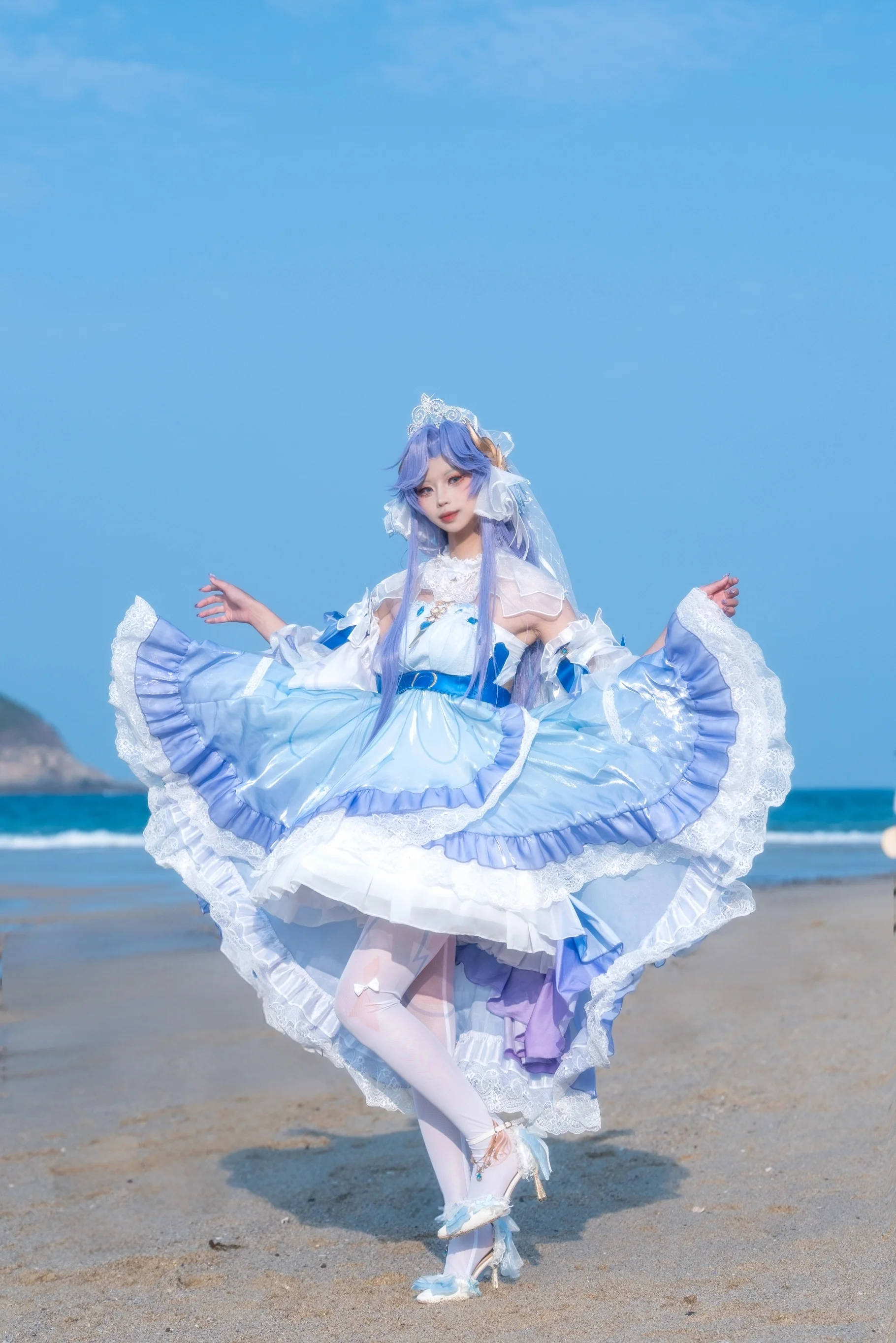 【大乔cos】王者荣耀花嫁，在海边与浪花共舞 - 第 7 张
