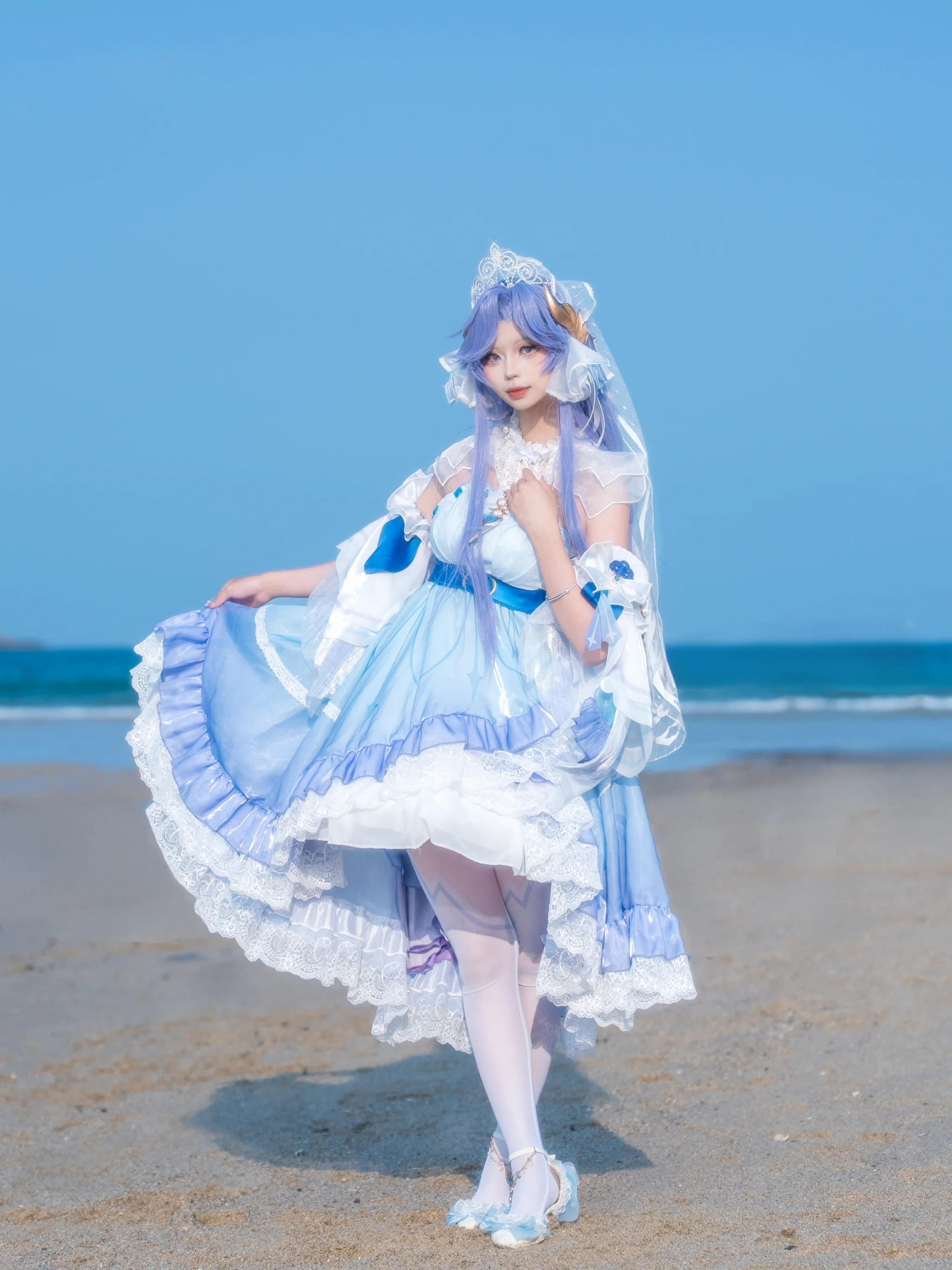 【大乔cos】王者荣耀花嫁，在海边与浪花共舞 - 第 8 张