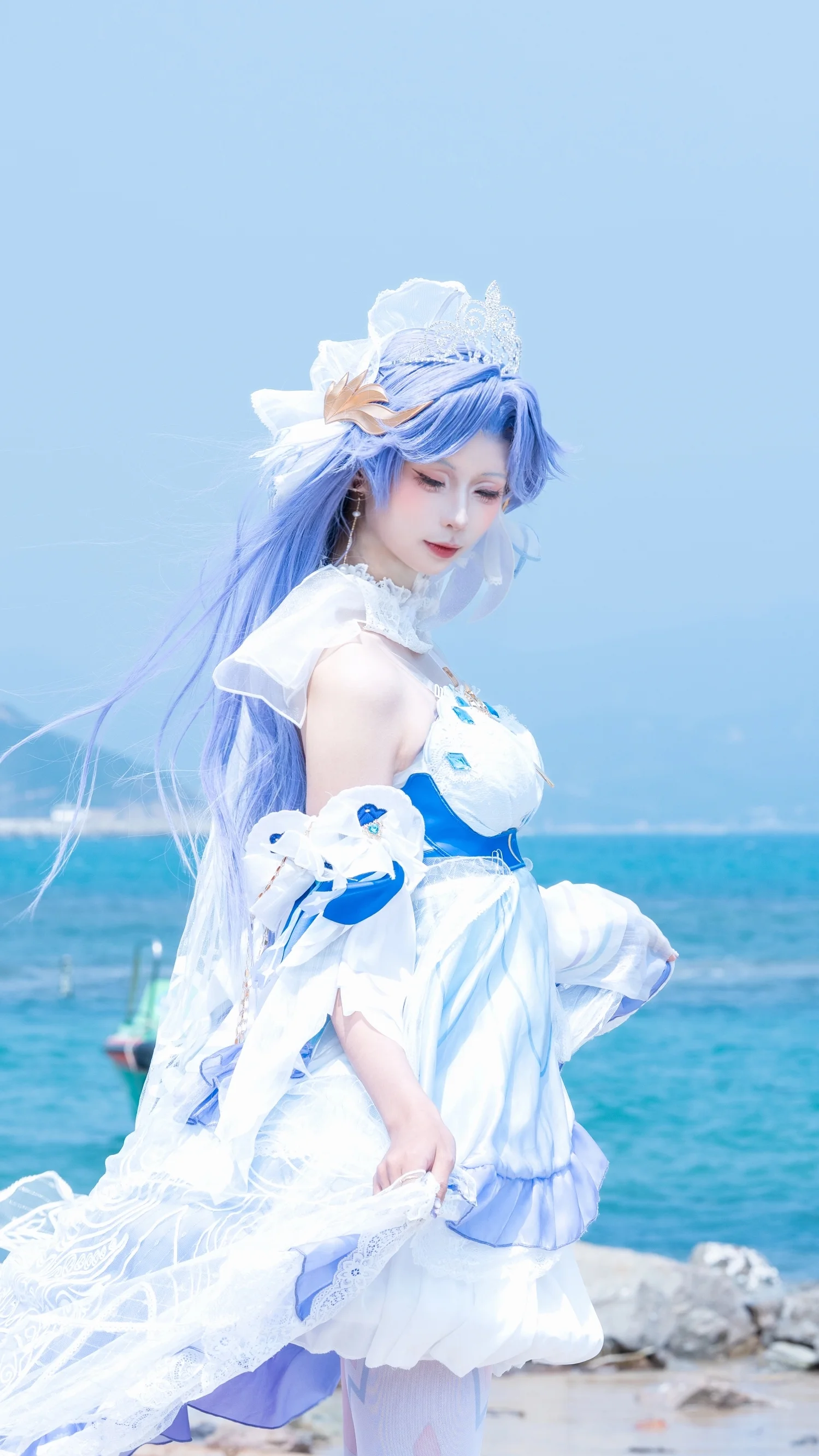 【大乔cos】王者荣耀花嫁，在海边与浪花共舞 - 第 9 张