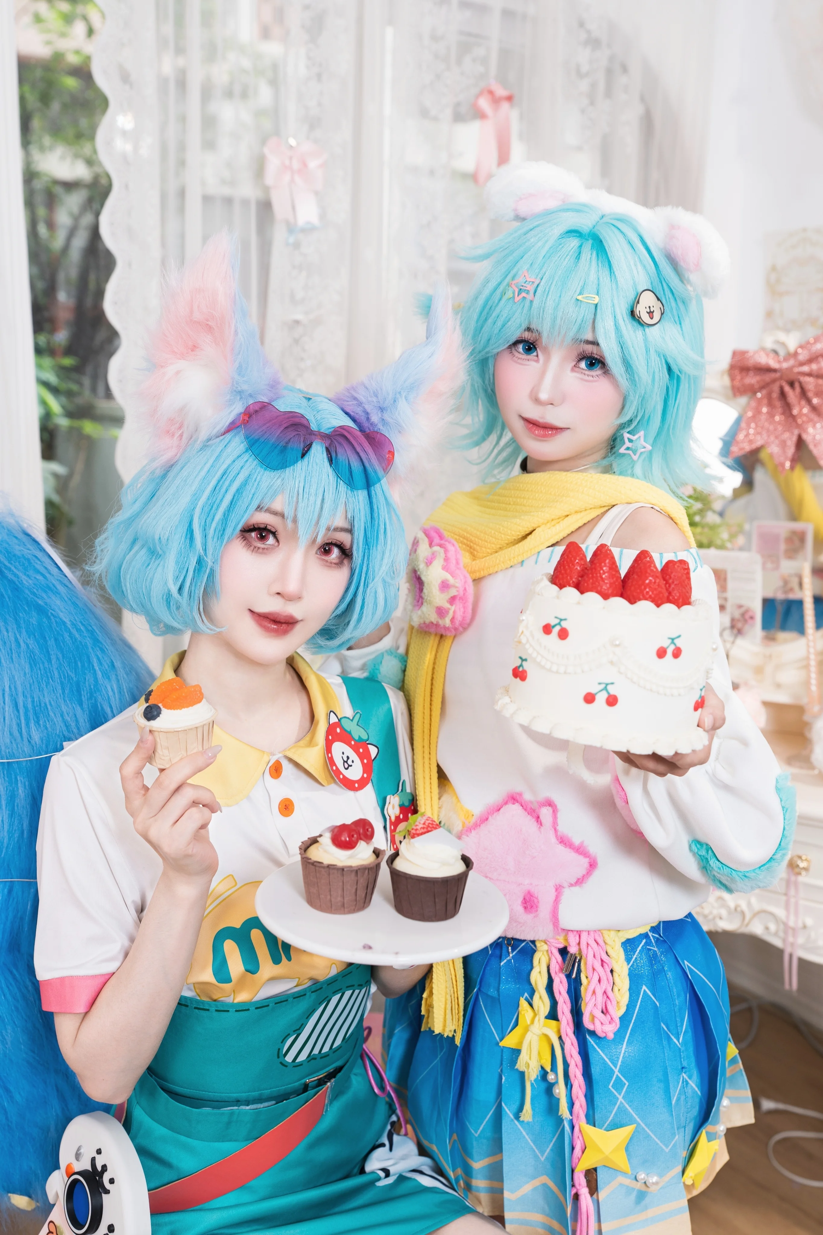 【小喬コスプレ】オナー・オブ・キングス×Doodle Dogコラボシリーズ、妲己との癒やしの二人コスプレ - 1 枚目