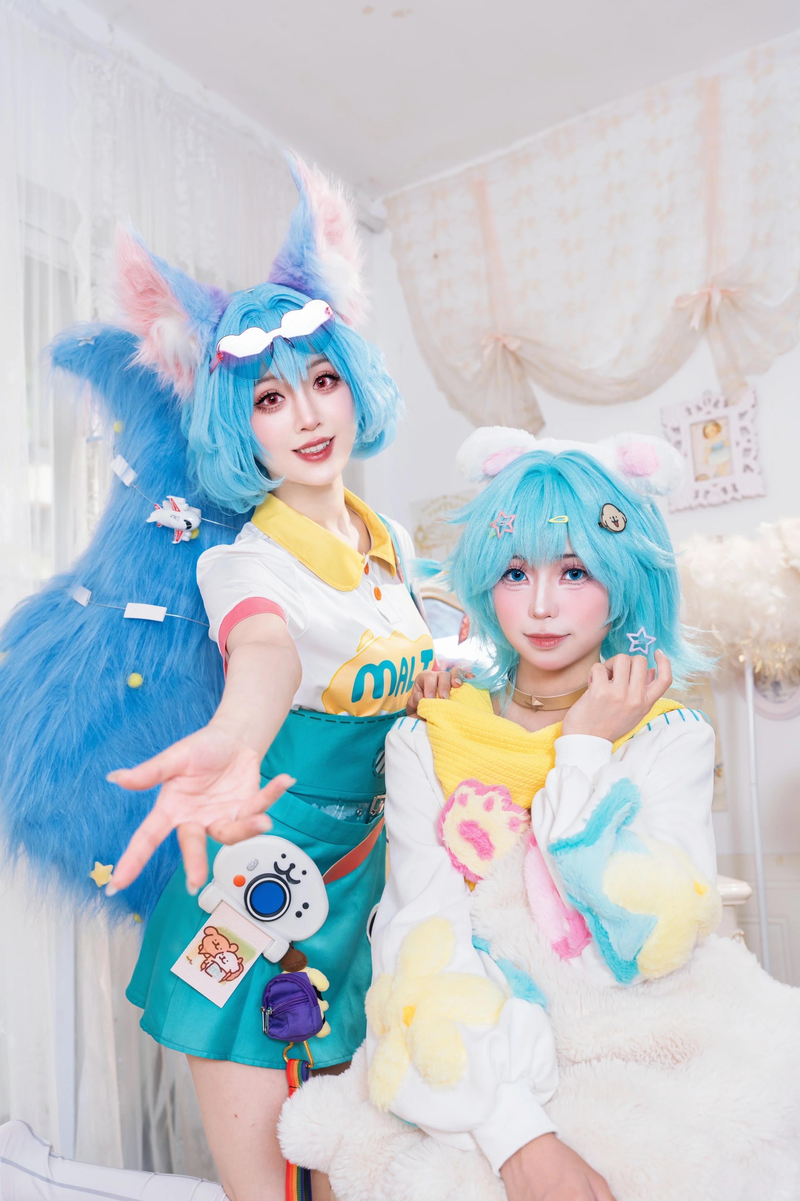 【小喬コスプレ】オナー・オブ・キングス×Doodle Dogコラボシリーズ、妲己との癒やしの二人コスプレ
