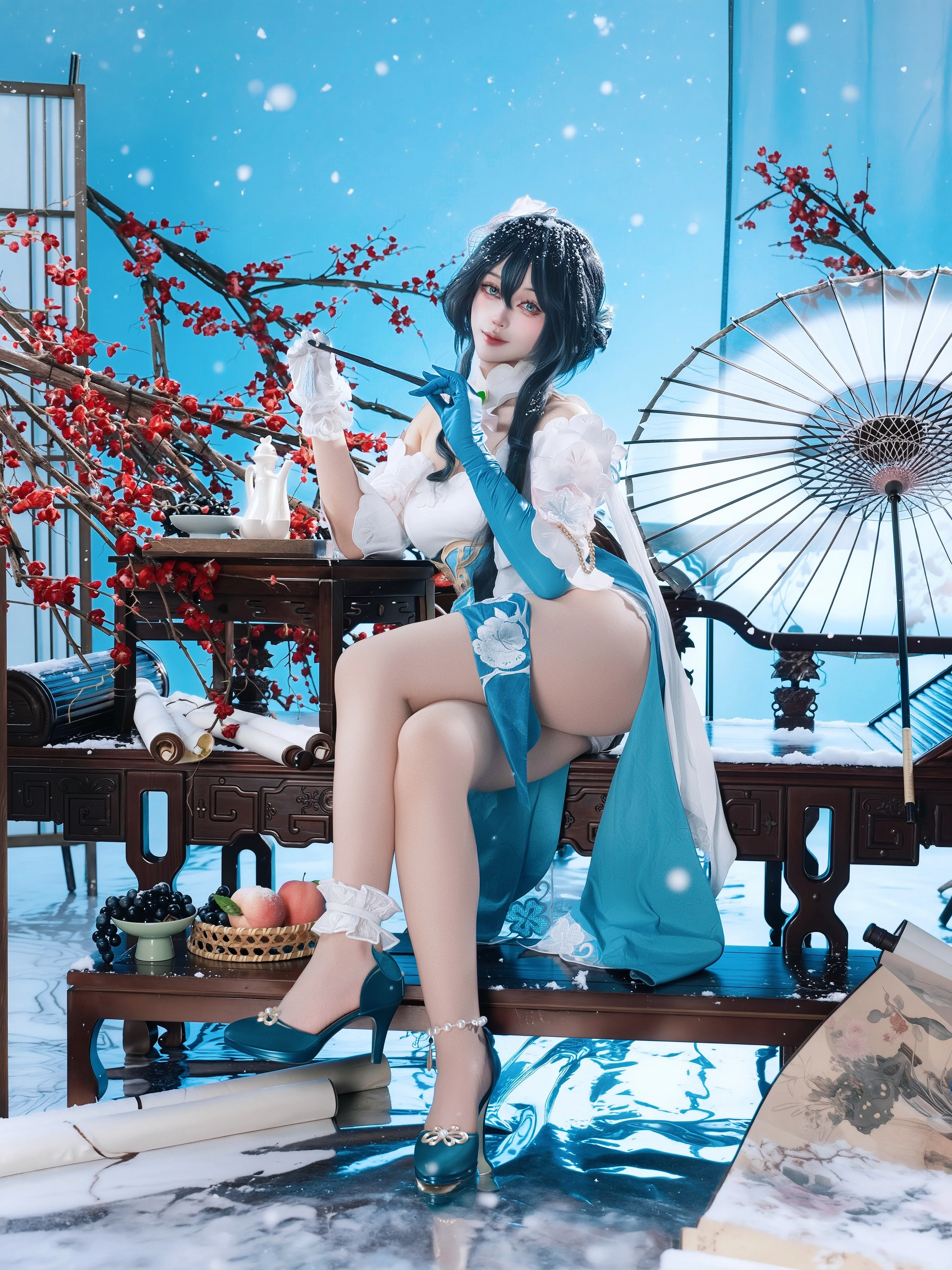 【阮梅cos】崩坏星穹铁道，清冷红梅与蓝裙的绝美碰撞 - 第 2 张