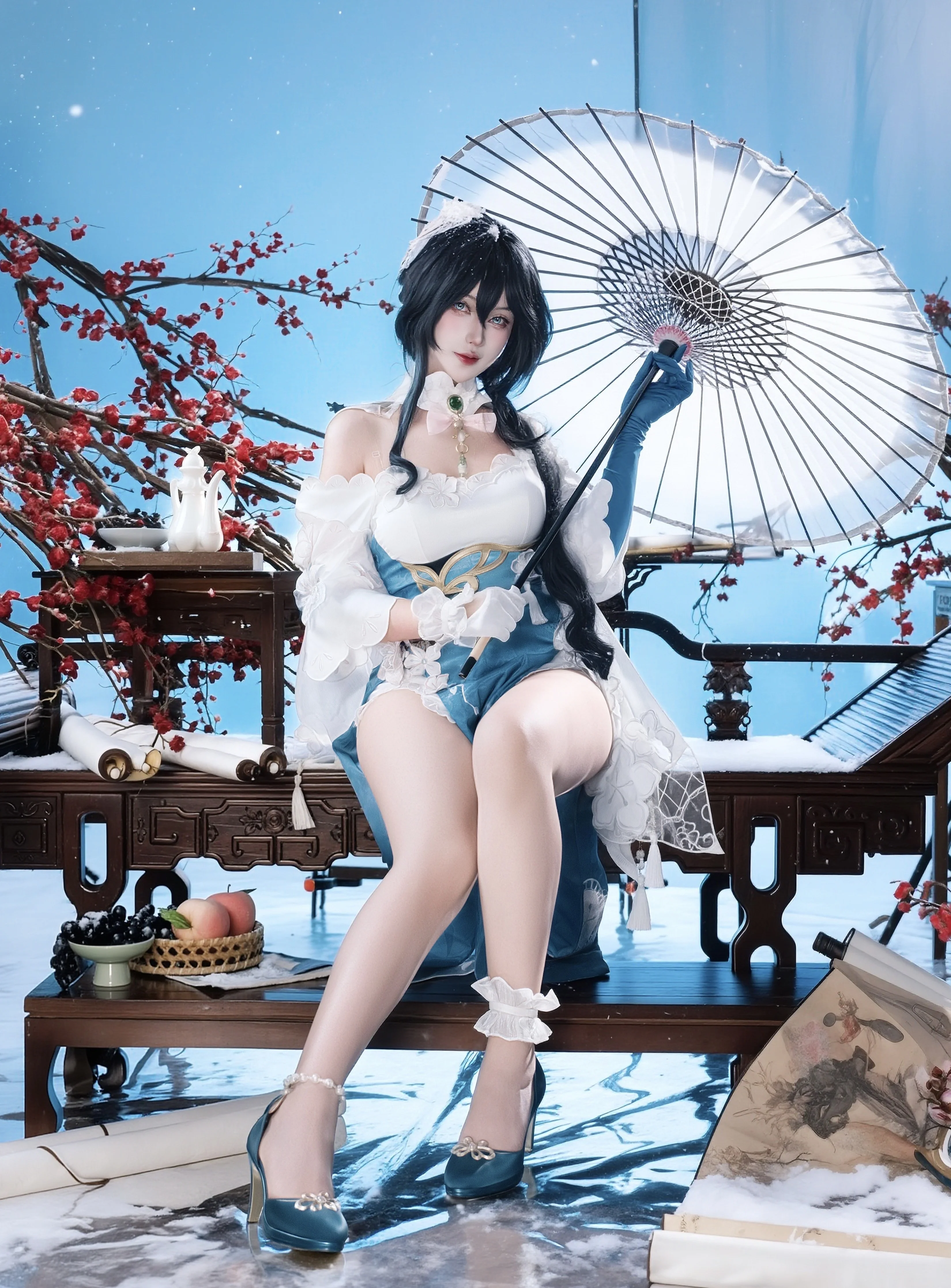 【阮梅cos】崩坏星穹铁道，清冷红梅与蓝裙的绝美碰撞 - 第 3 张