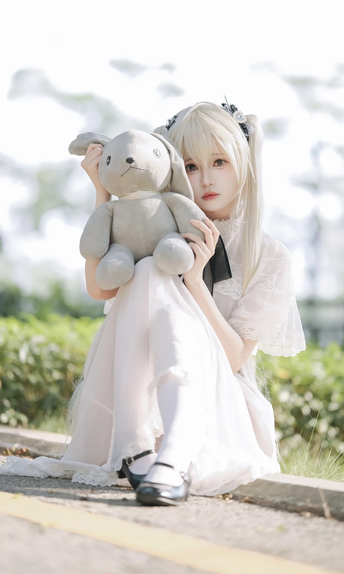 【春日野穹cos】緣之空的白裙與灰兔 - 第 7 張