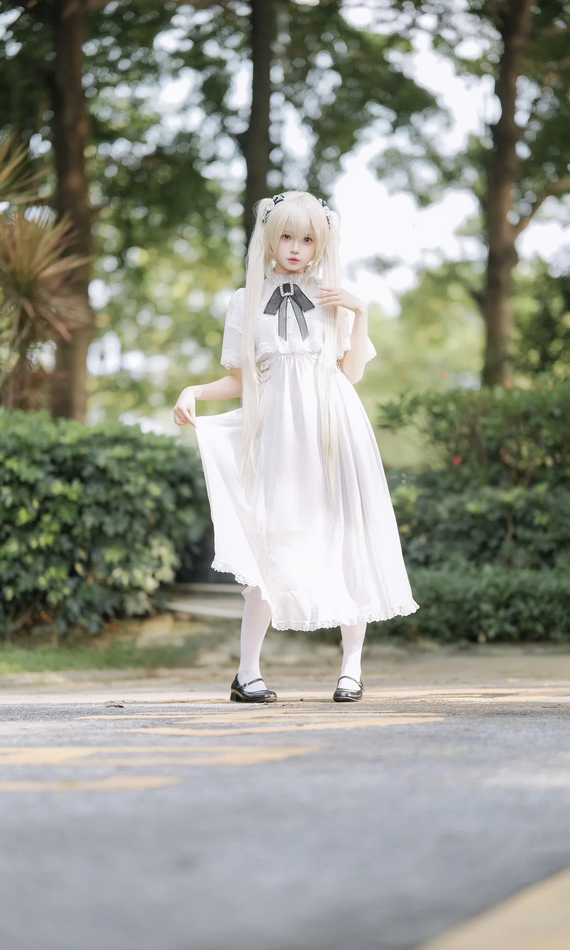 【春日野穹cos】緣之空的白裙與灰兔 - 第 9 張