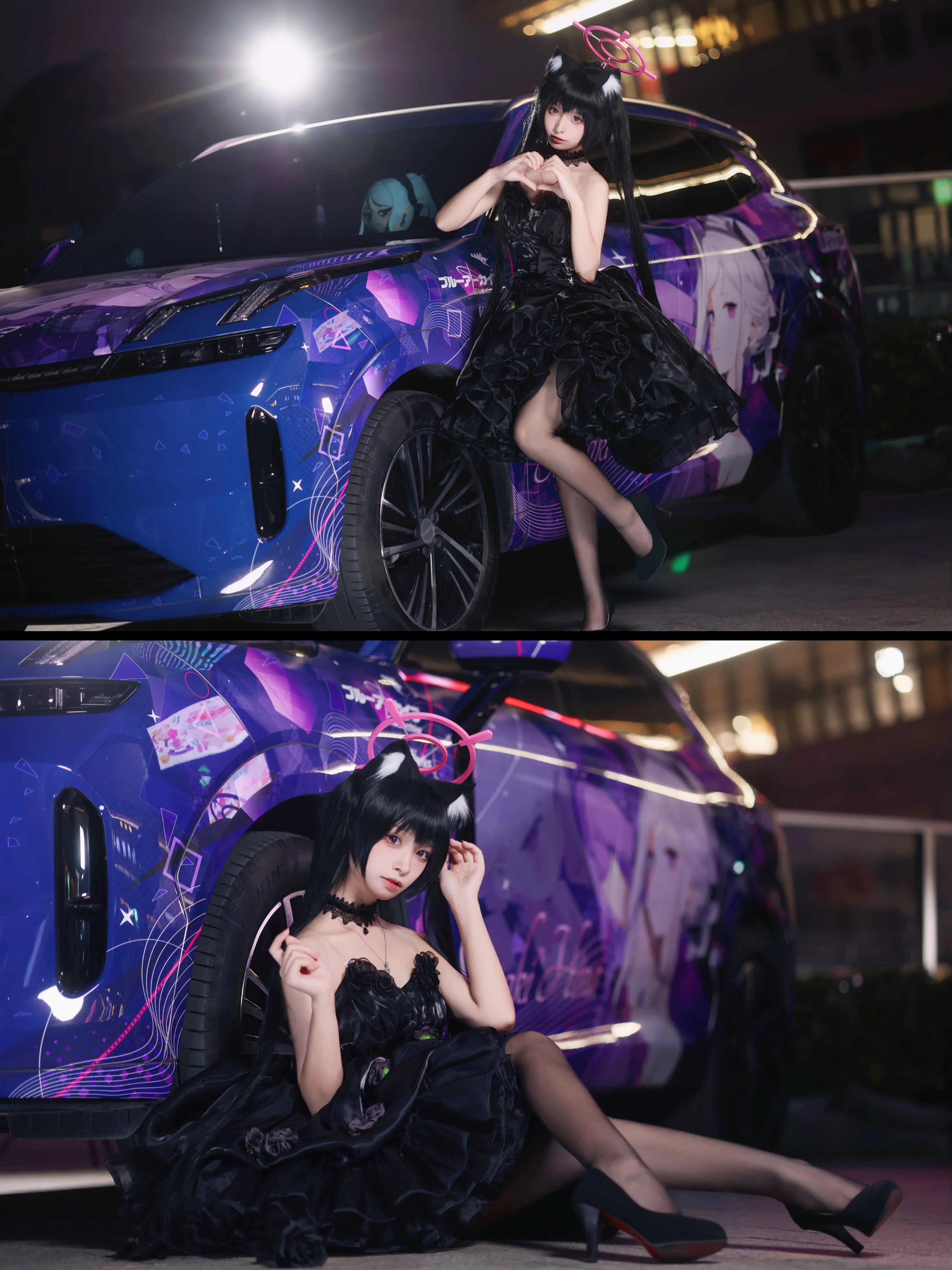 【黒見セリカ コスプレ】ブルーアーカイブ、夜色に映える礼服コーデと痛車 - 1 枚目