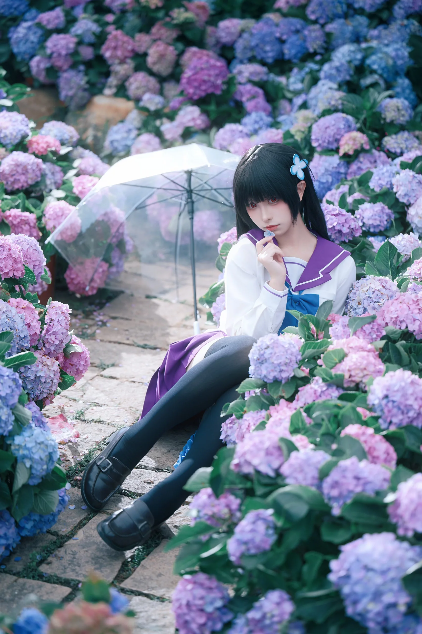 [Sankarea: Undying Love cosplay] Obsession and Pure White Amidst Hydrangeas - Image 1
