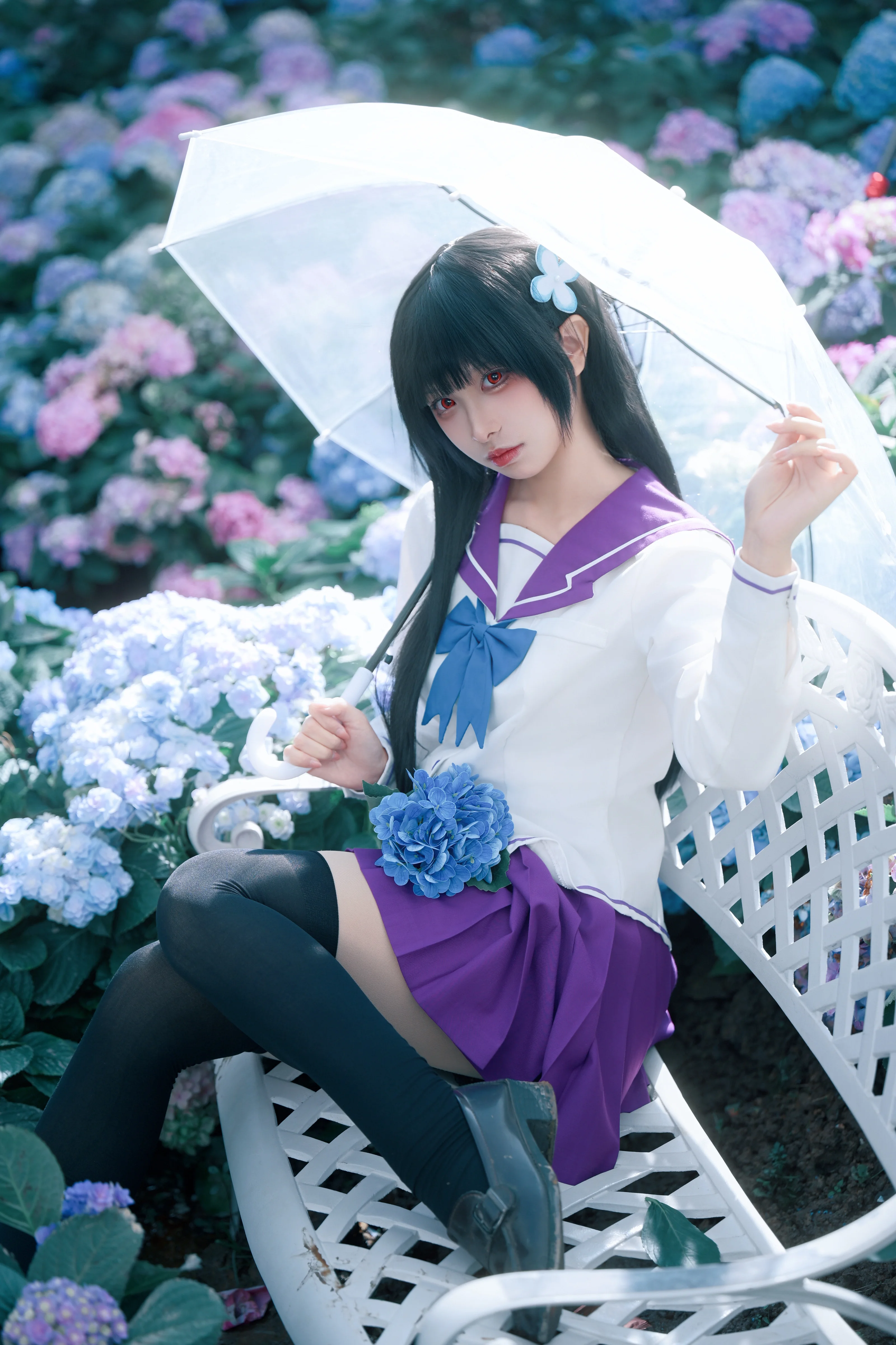 [Sankarea: Undying Love cosplay] Obsession and Pure White Amidst Hydrangeas