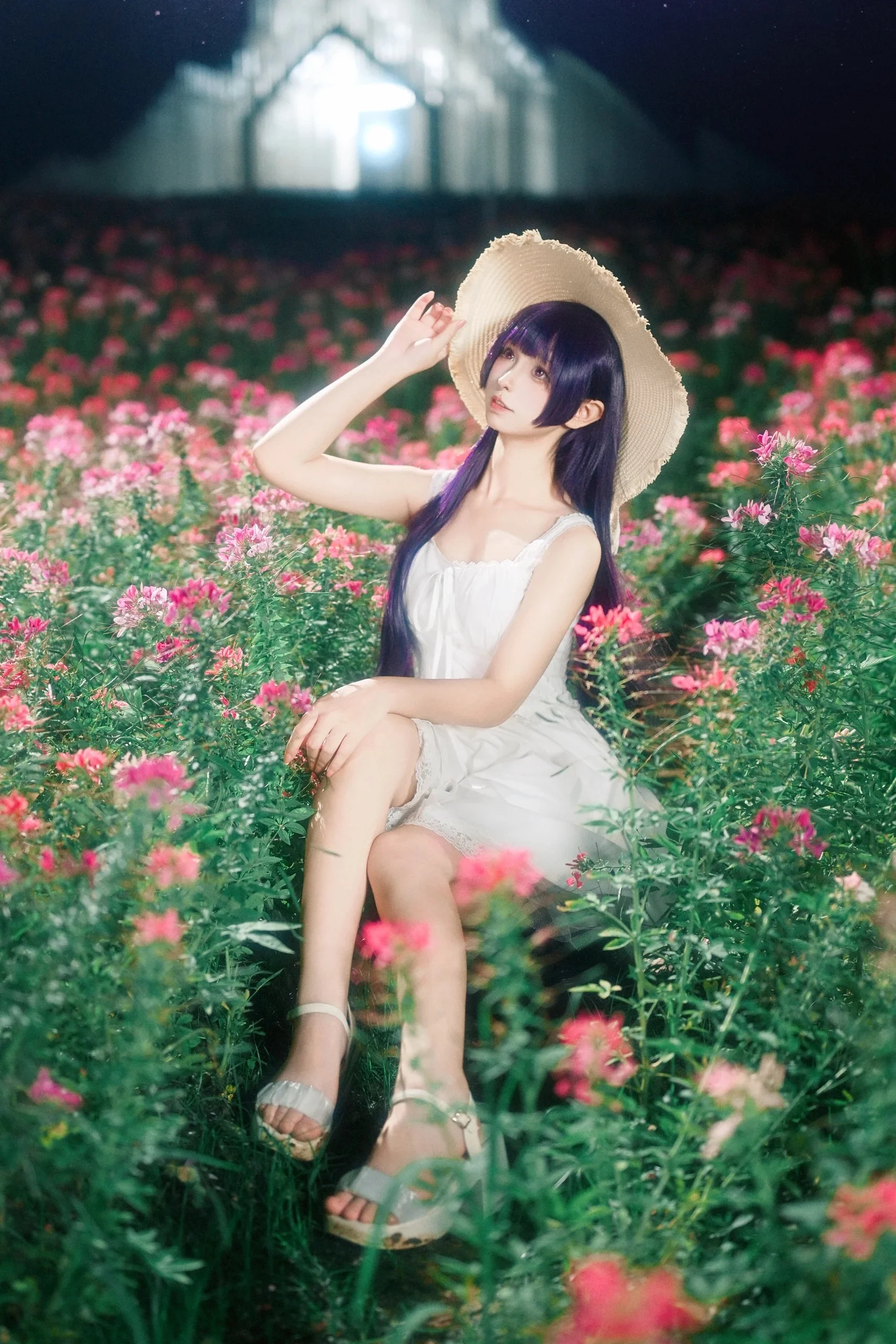 【五更琉璃cos】夜空下的花海與倔強的黑貓 - 第 3 張