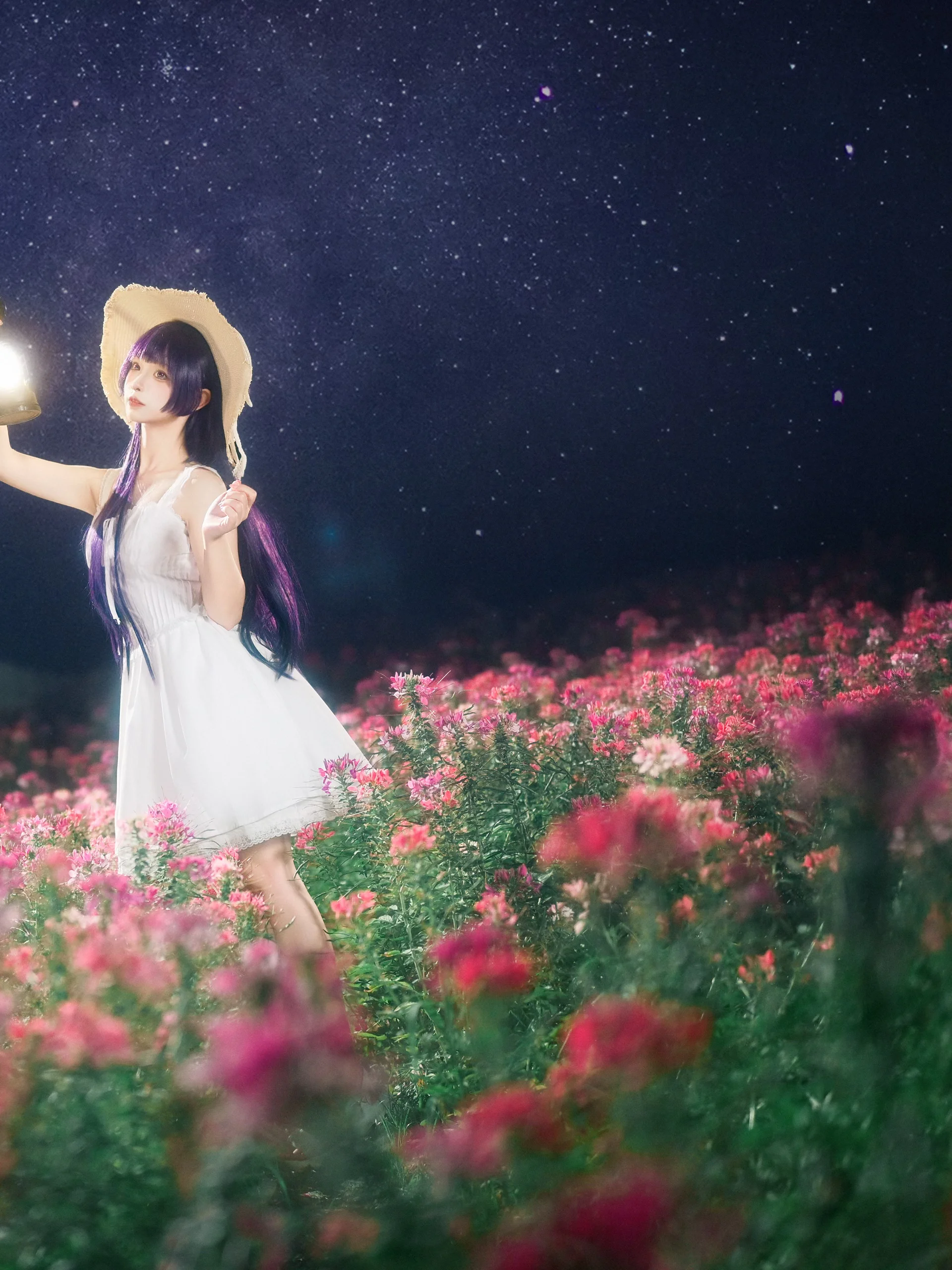 【五更琉璃cos】夜空下的花海與倔強的黑貓 - 第 6 張