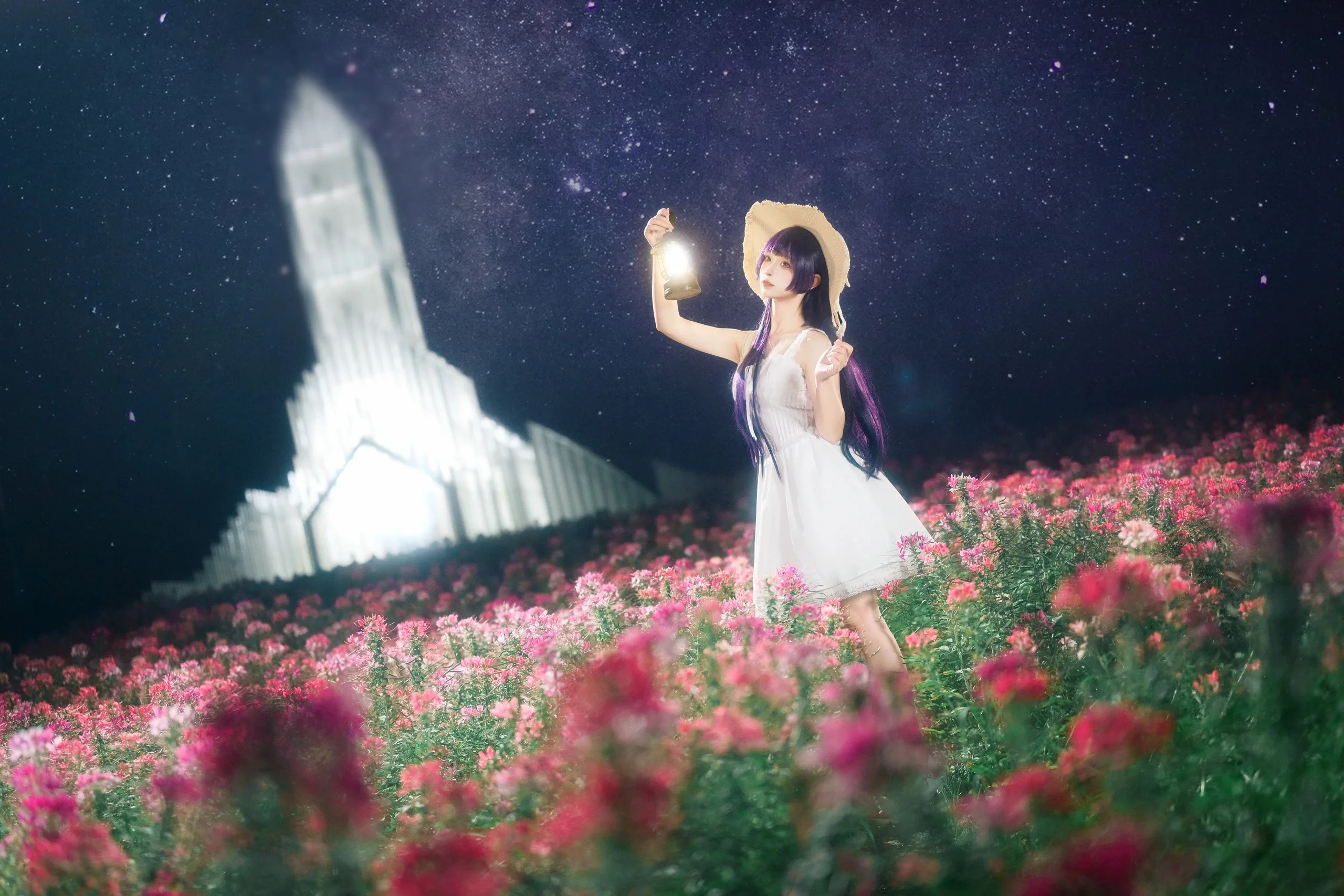 【五更琉璃cos】夜空下的花海與倔強的黑貓 - 第 7 張