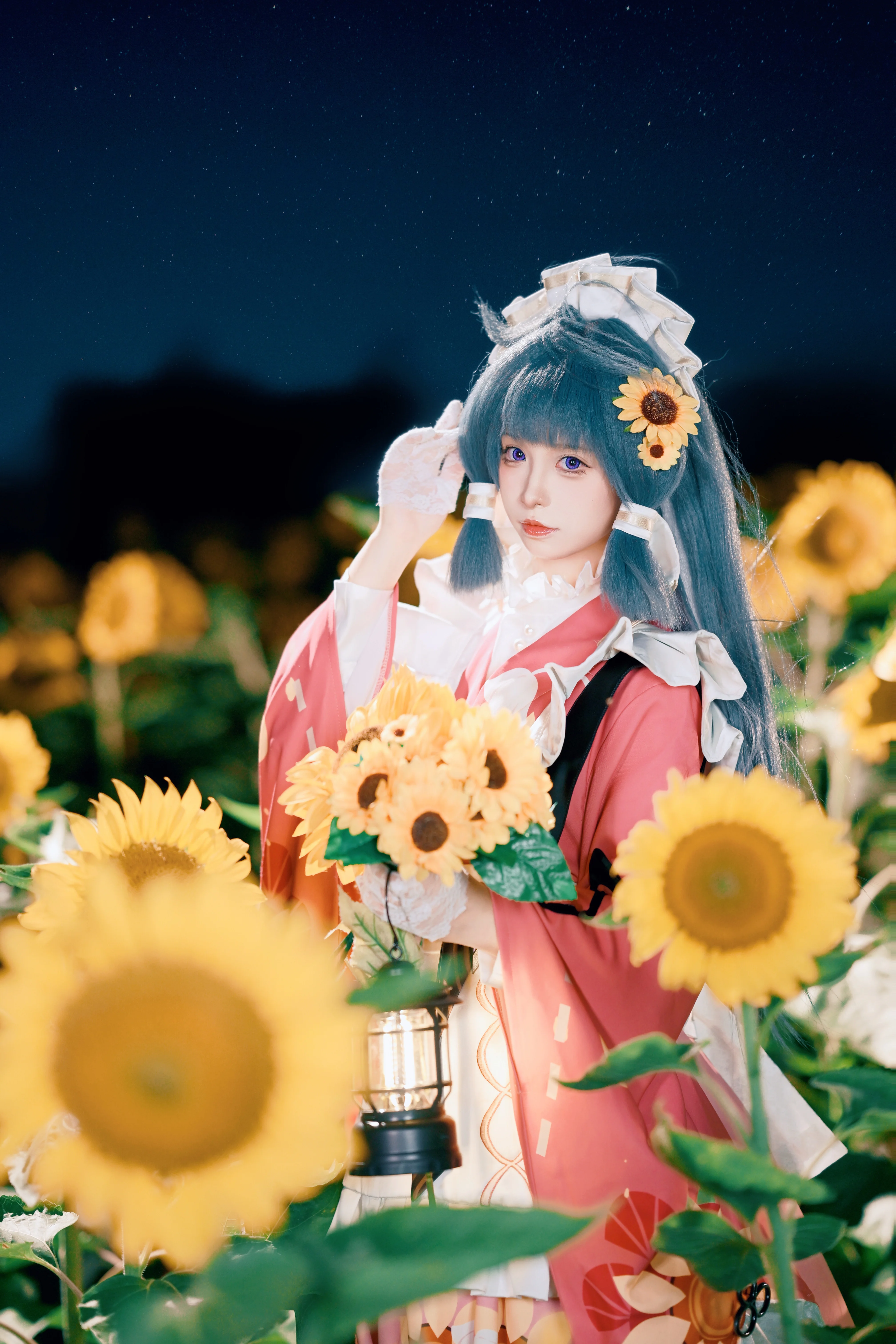 【花原コスプレ】ステラソラ夜間航行、星空とヒマワリの海に身を置いて - 2 枚目